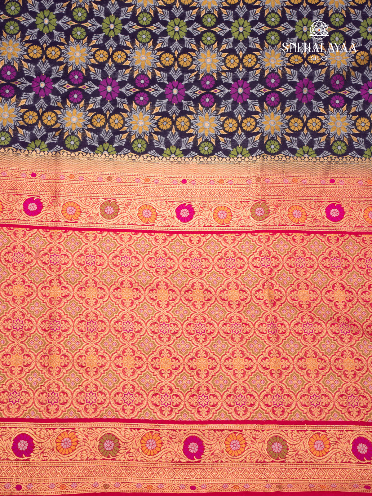 Navy Blue Ikat Silk Saree