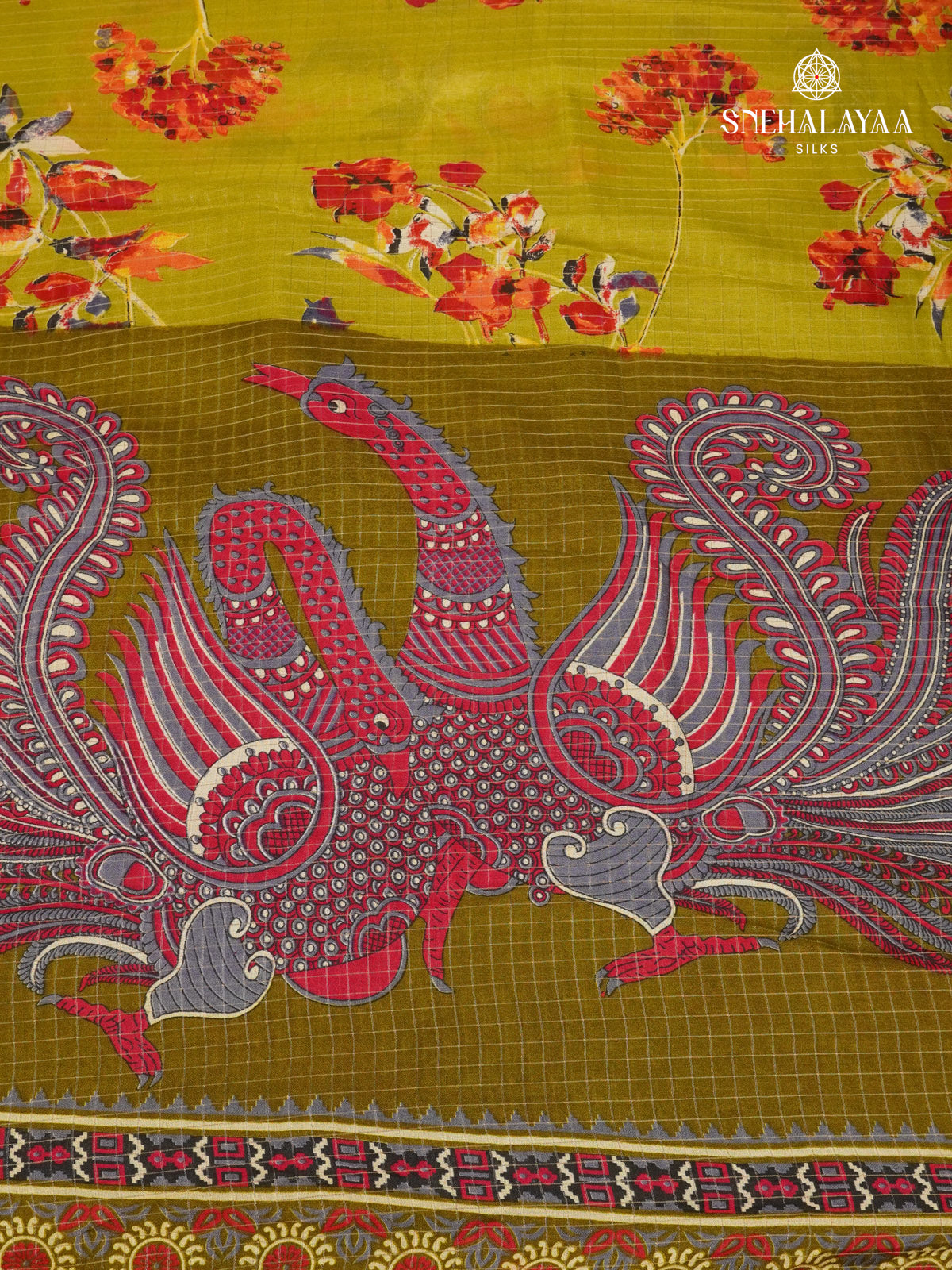 Olive Green Dola Silk Saree