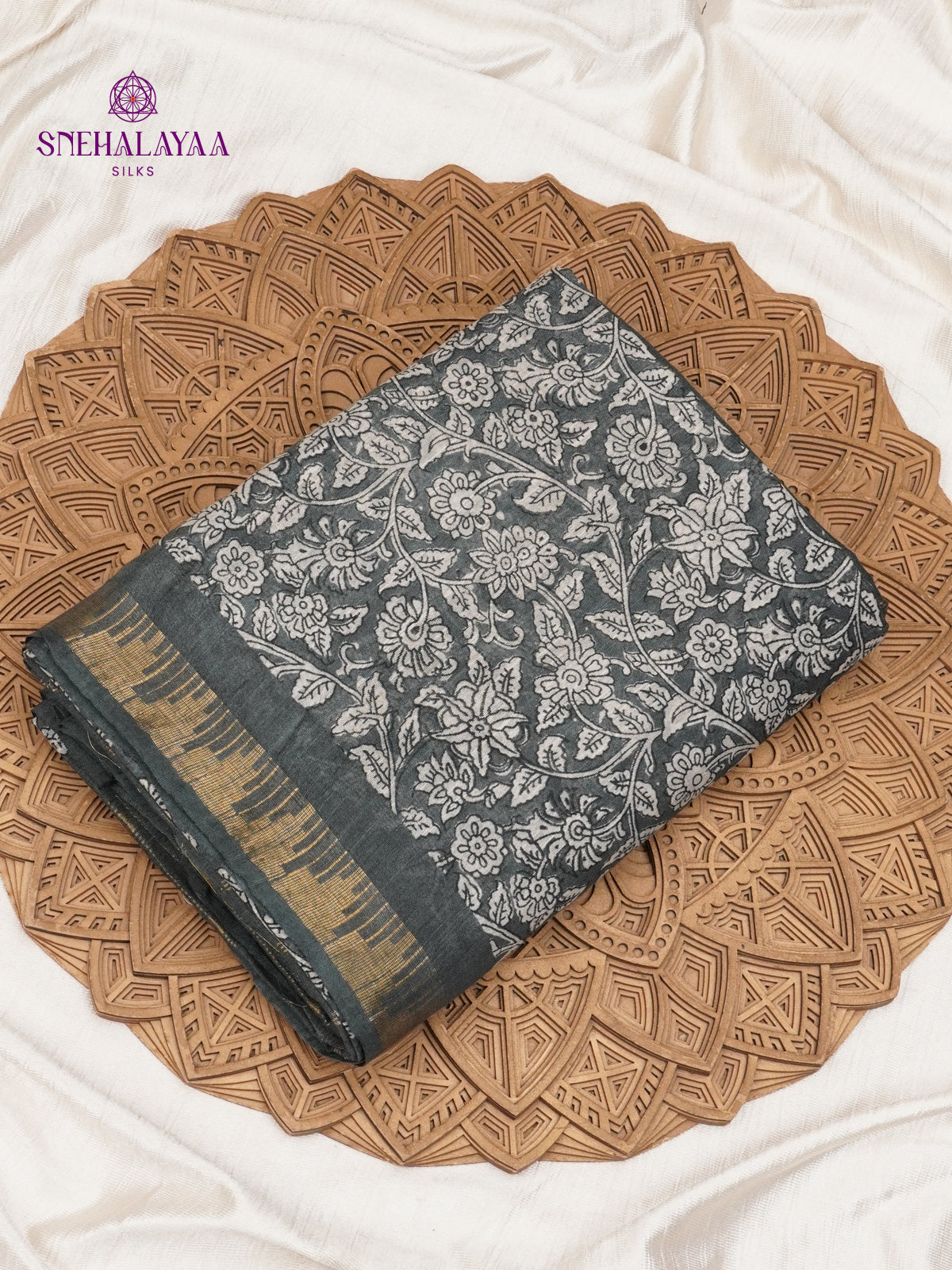 Grey Bamboo Silk Saree