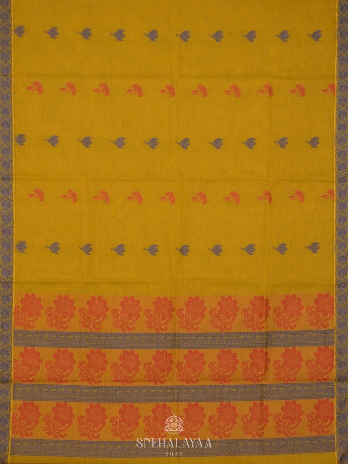 Mustard Yellow Handloom Cotton Saree