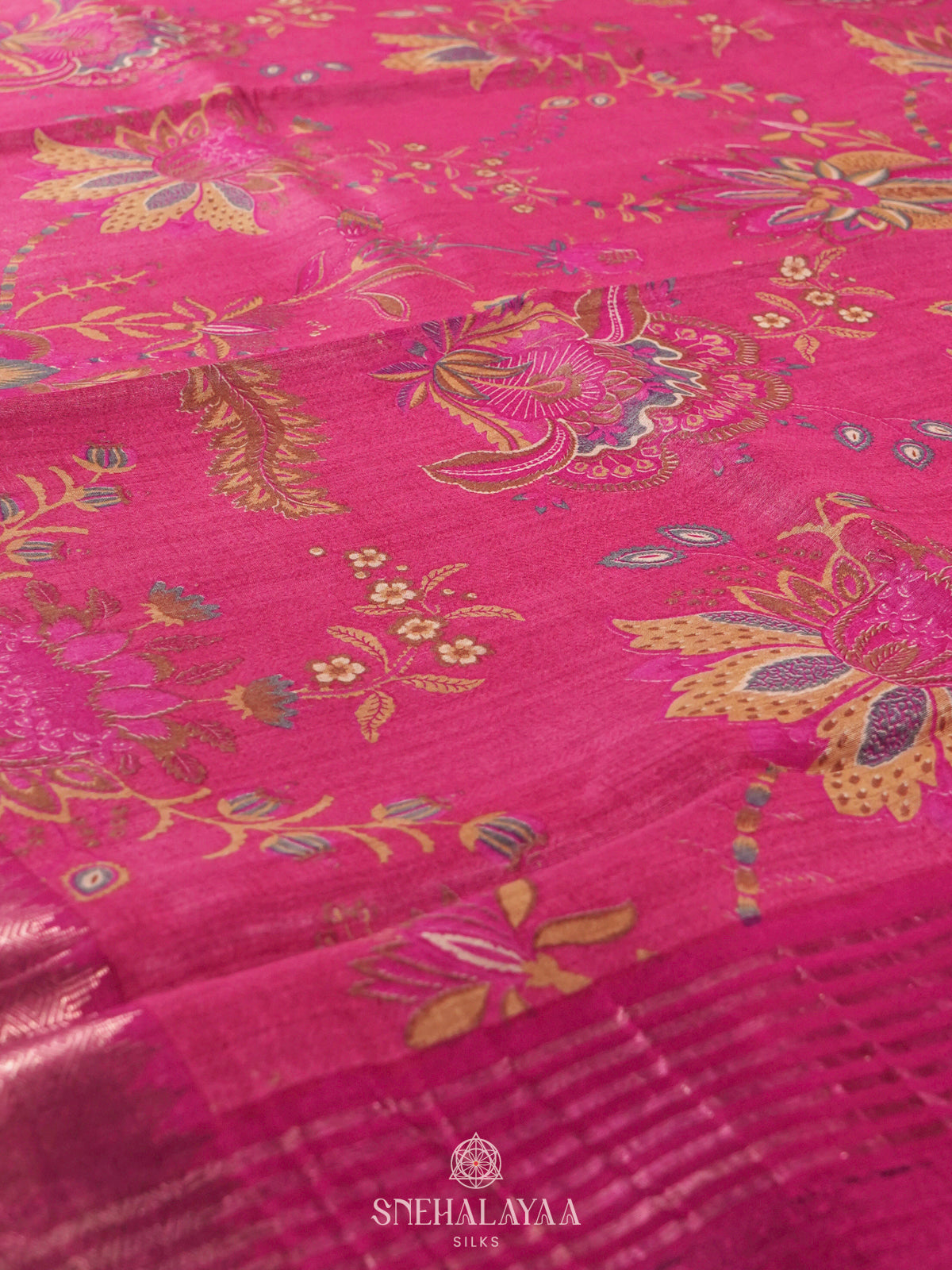 Pink Munga Tussar Saree