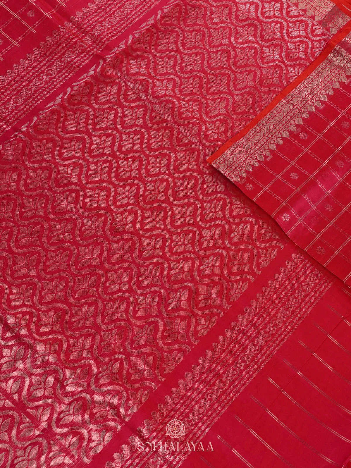Ruby Red Mangalagiri Kuppadam Silk Cotton Saree