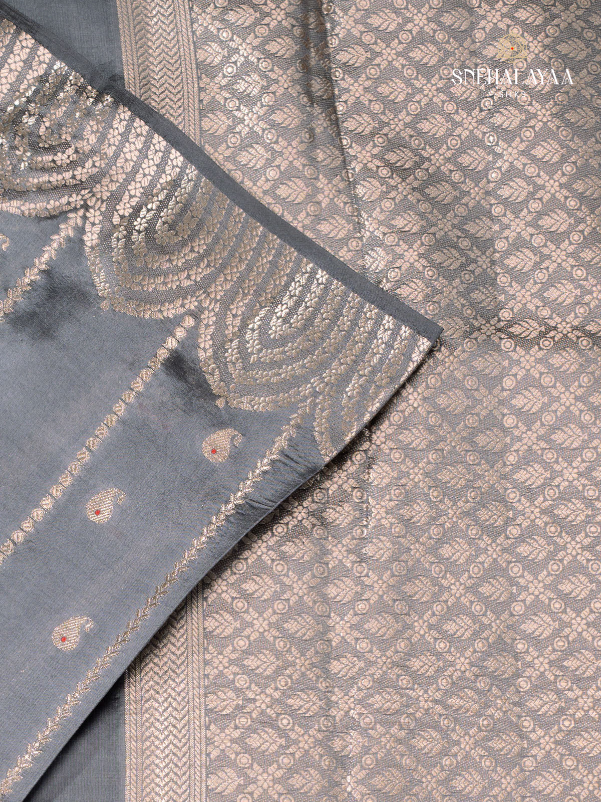 Grey Banaras Dupion Saree