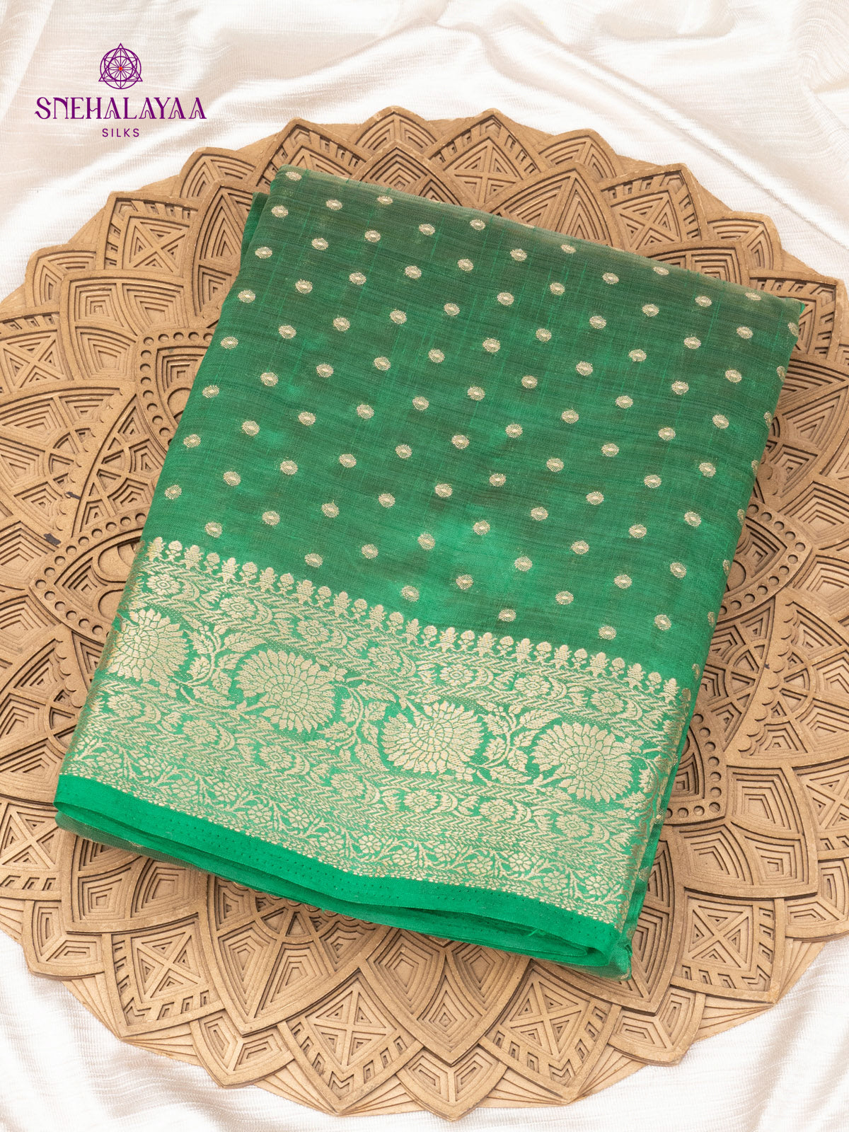 Emerald Green Raw Silk Saree