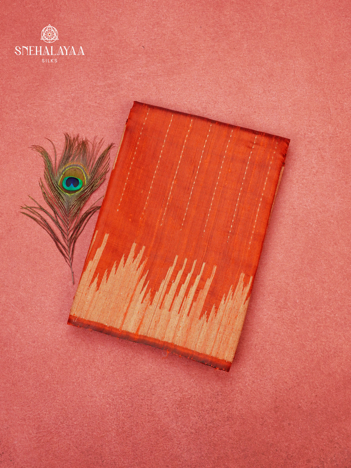 Orange Dupion Silk Saree