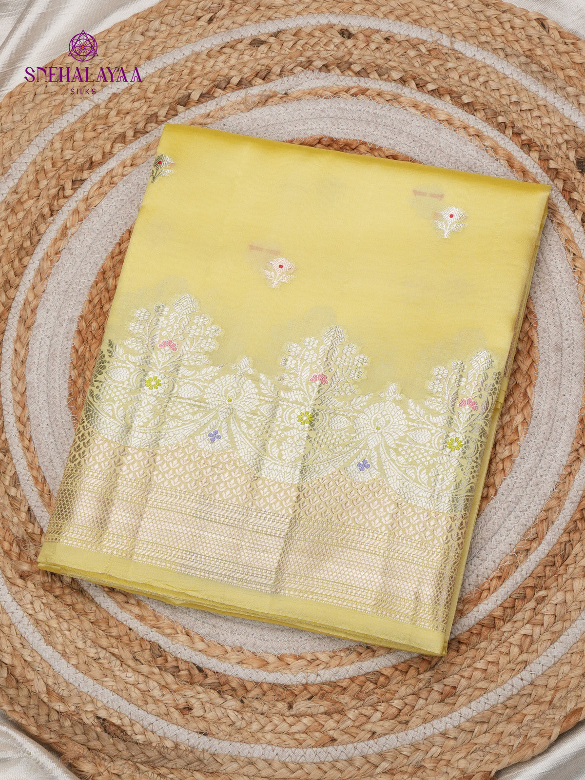 Yellow Banaras Dupion Silk Saree