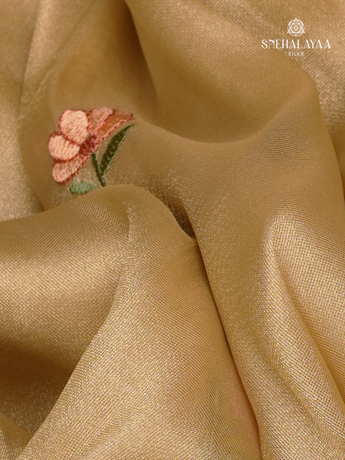 Pale Gold Embroidery Designer Saree