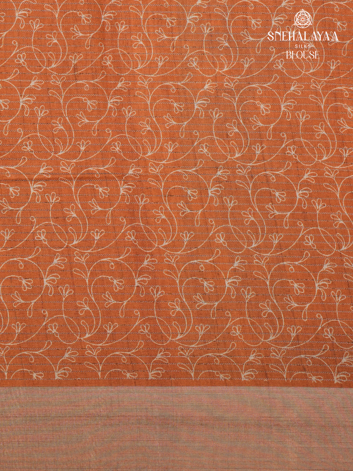 Off White Floral Printed Tussar Saree