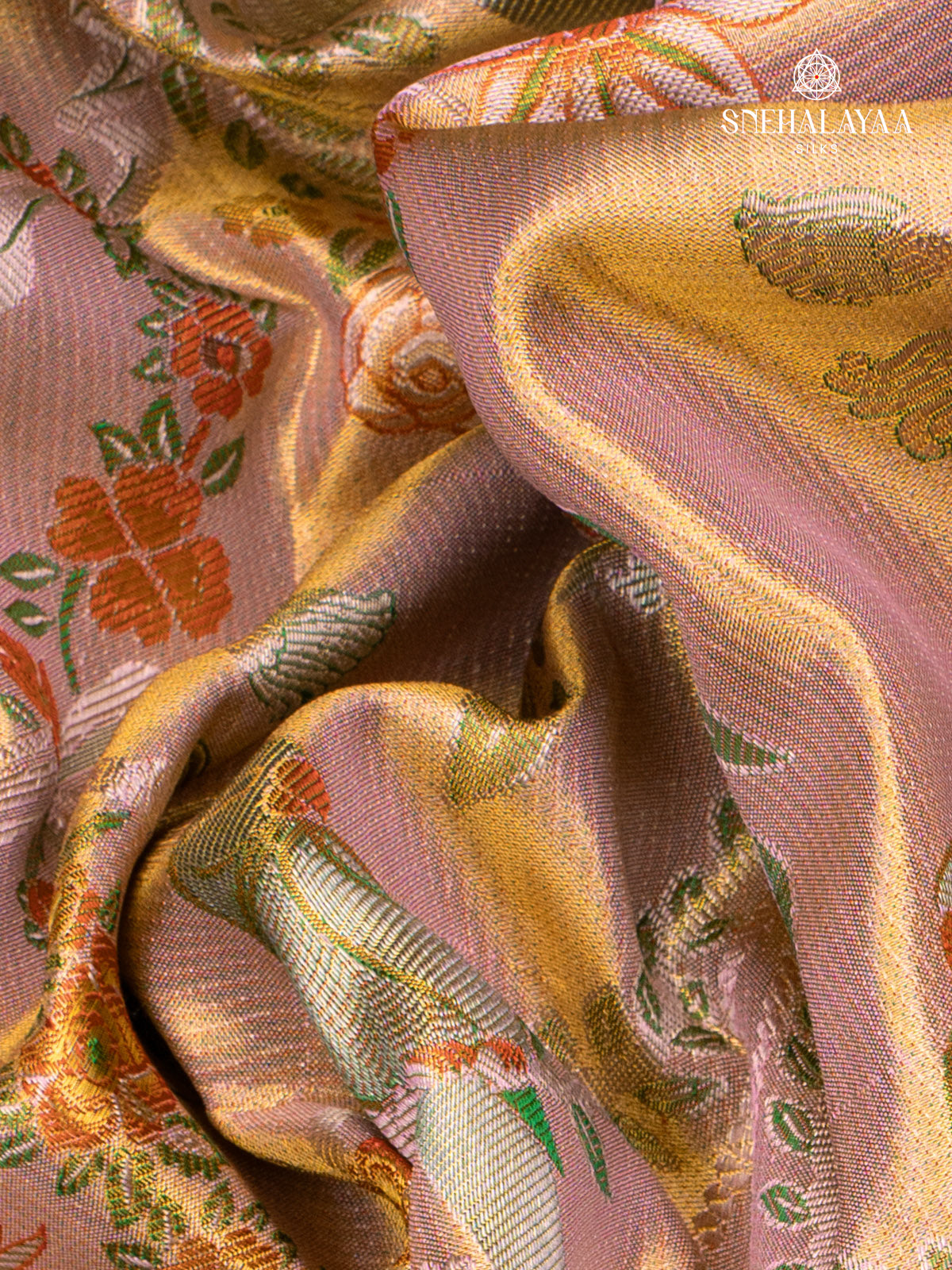 Peach Pink Kanjivaram Silk Saree