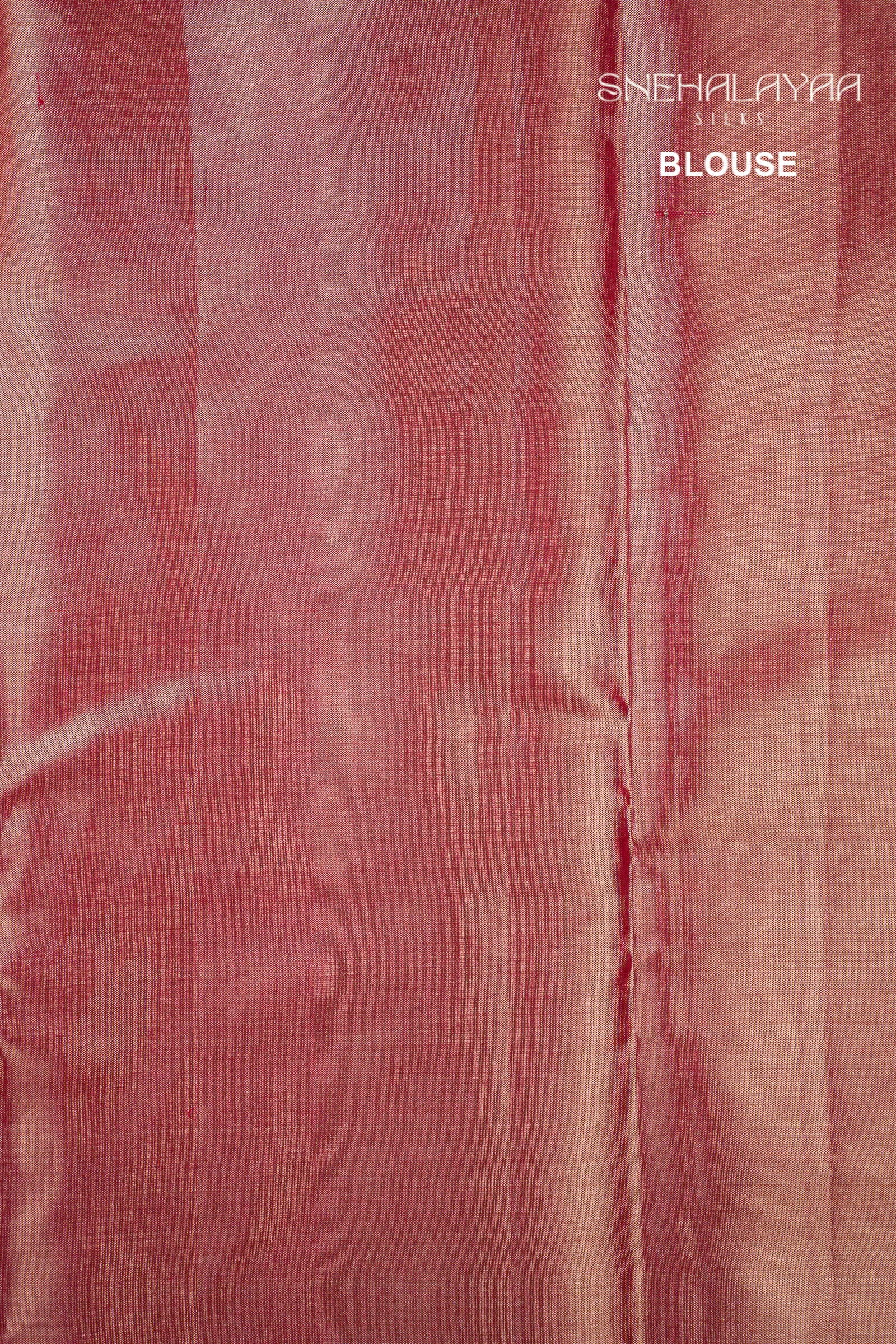 Peach Pink Tissue Kancheevaram Silk Saree