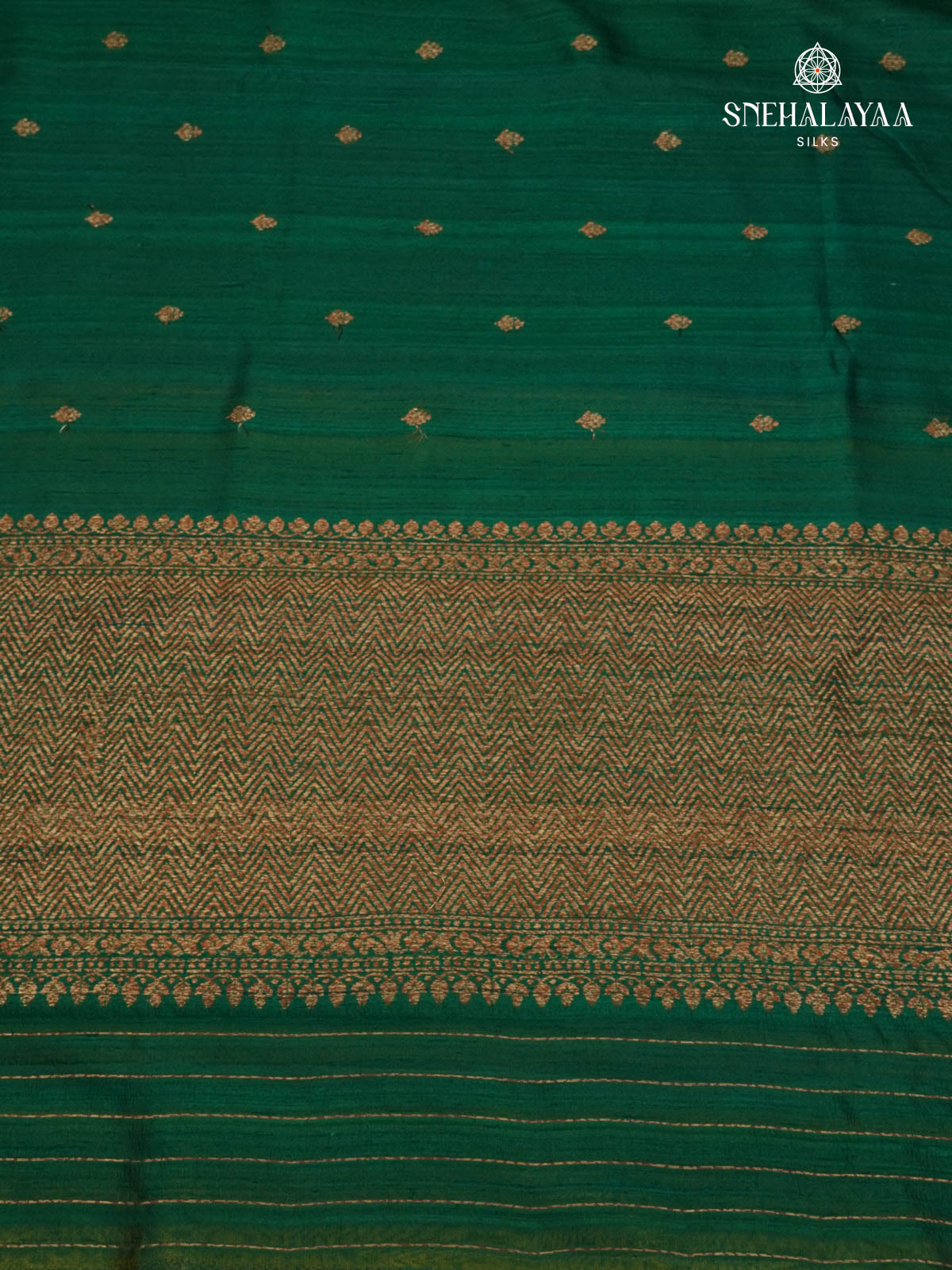 Forest Green Banaras Raw Silk Saree