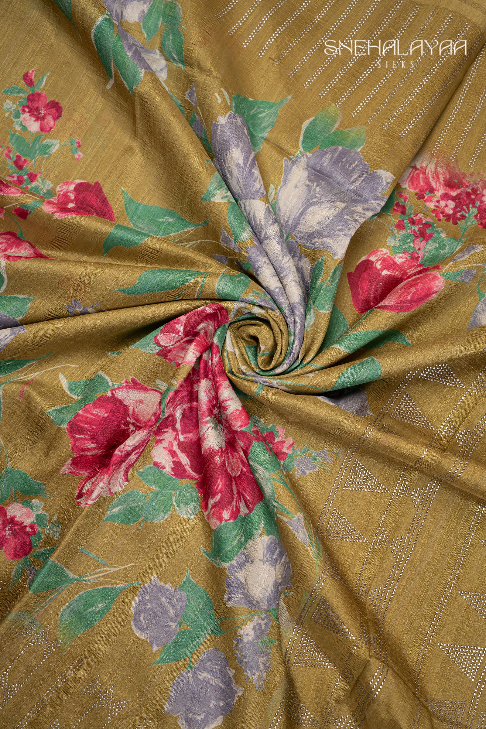 Mehendi Green Semi Tussar Saree