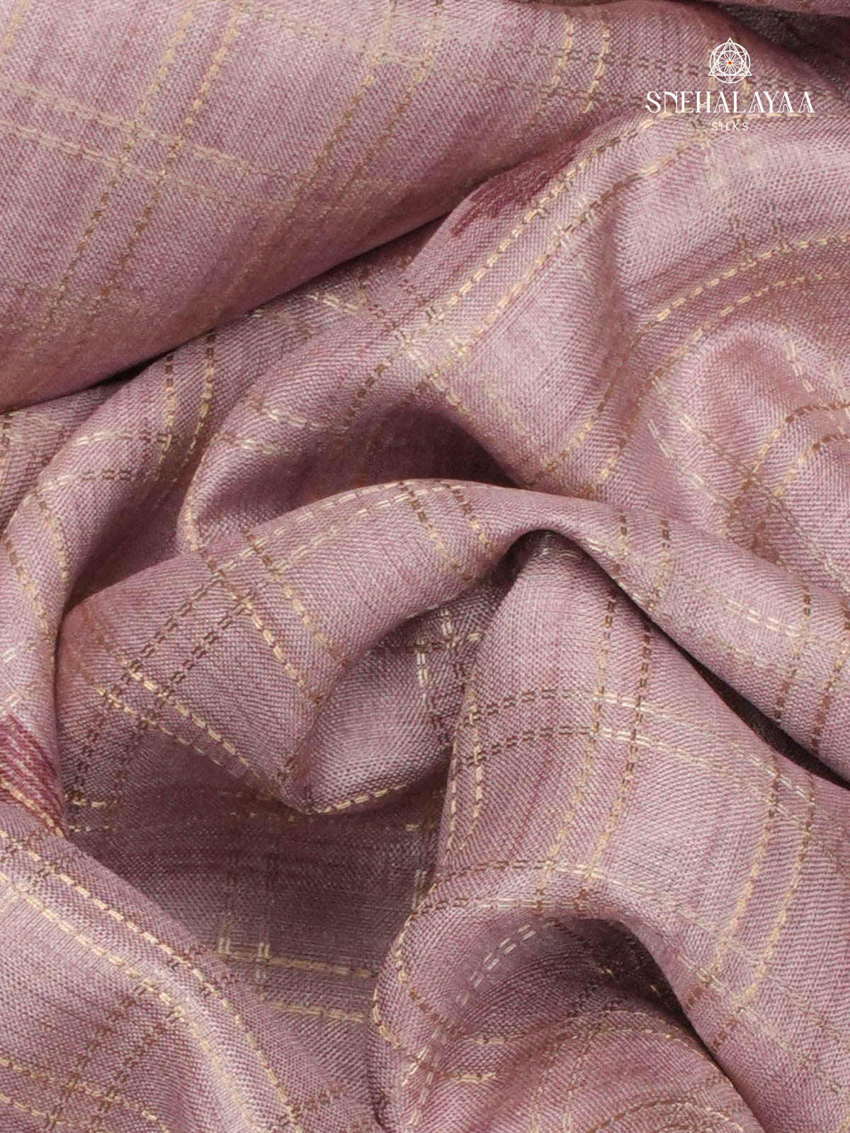Pink Printed Tussar Saree