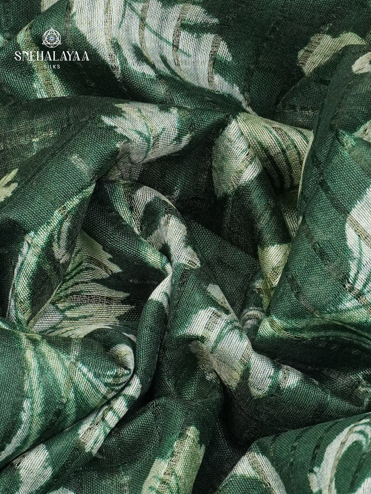 Forest Green Bamboo Silk Saree