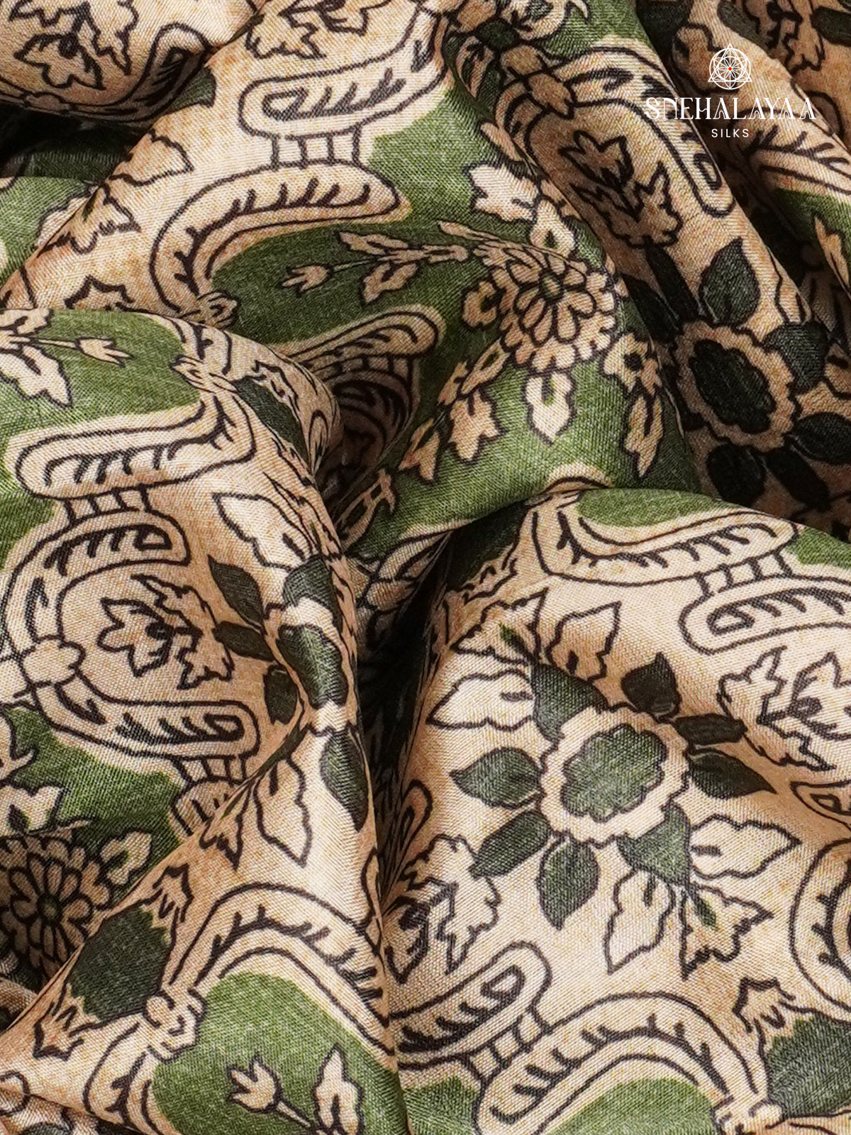 Olive Green Tussar Saree