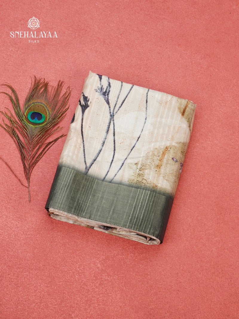 Off White Tussar Saree