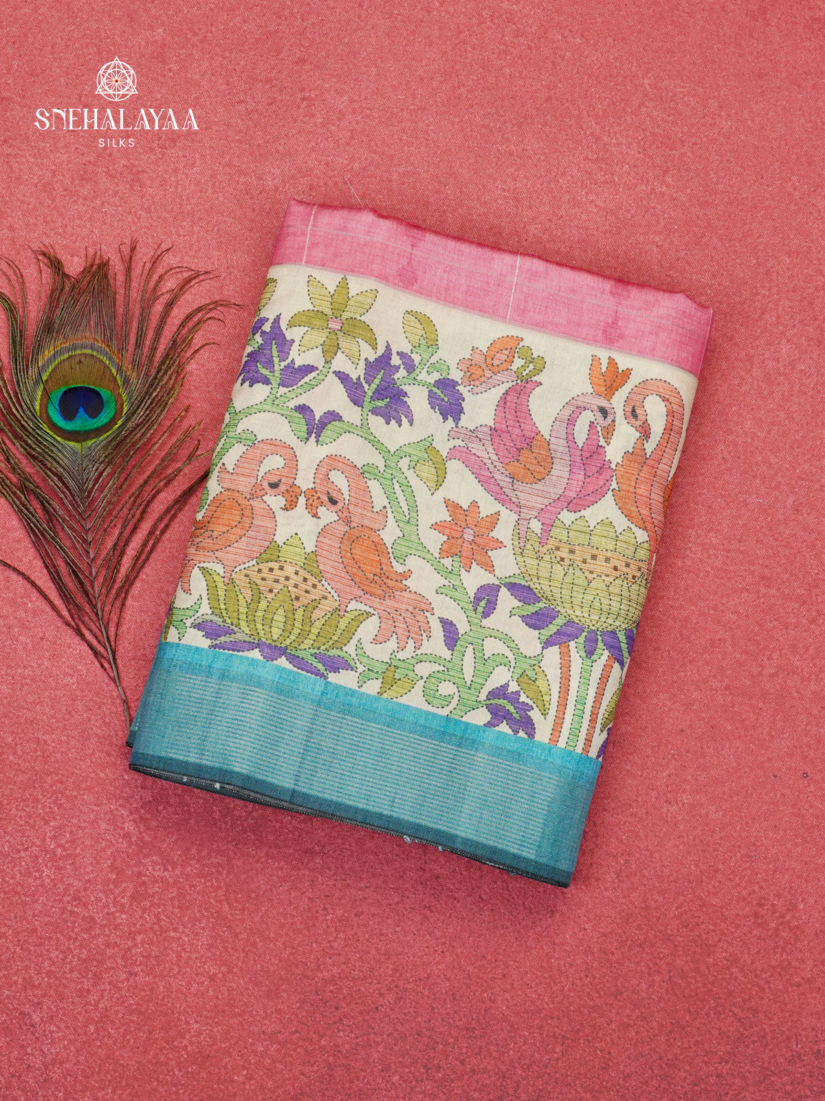 Pink Munga Tussar Saree