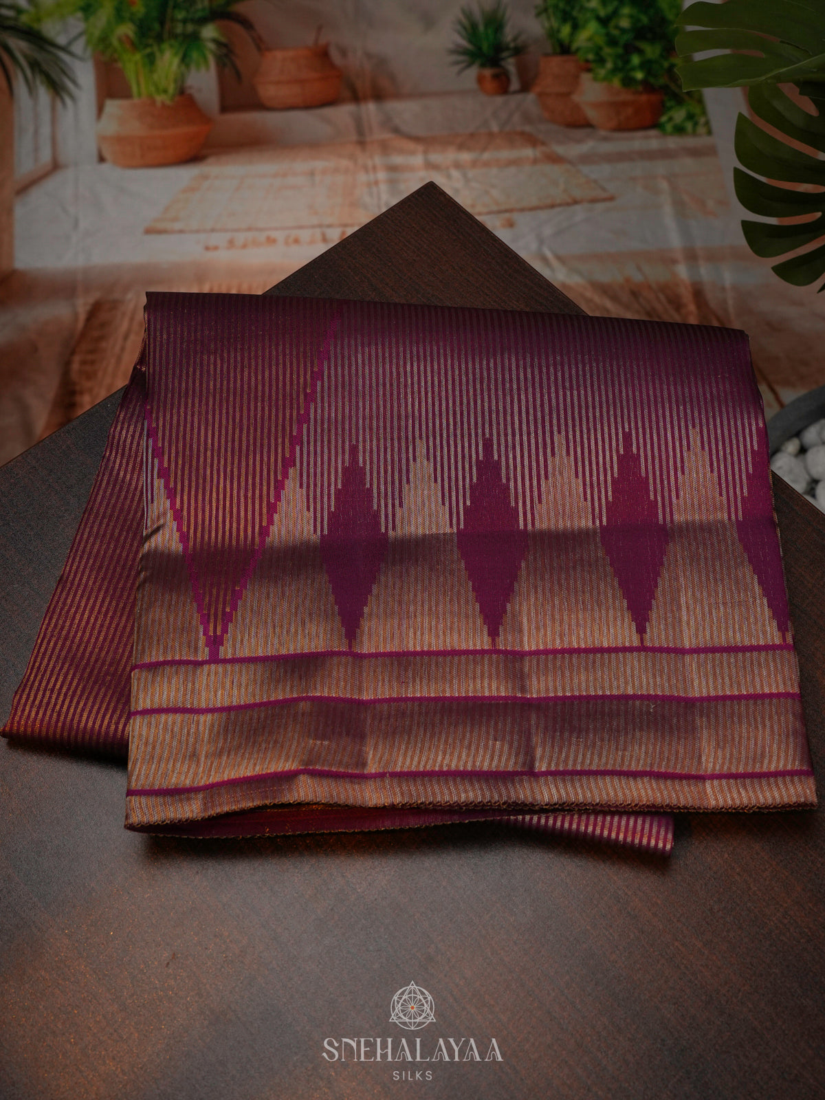 Burgundy Kanjivaram Silk Saree
