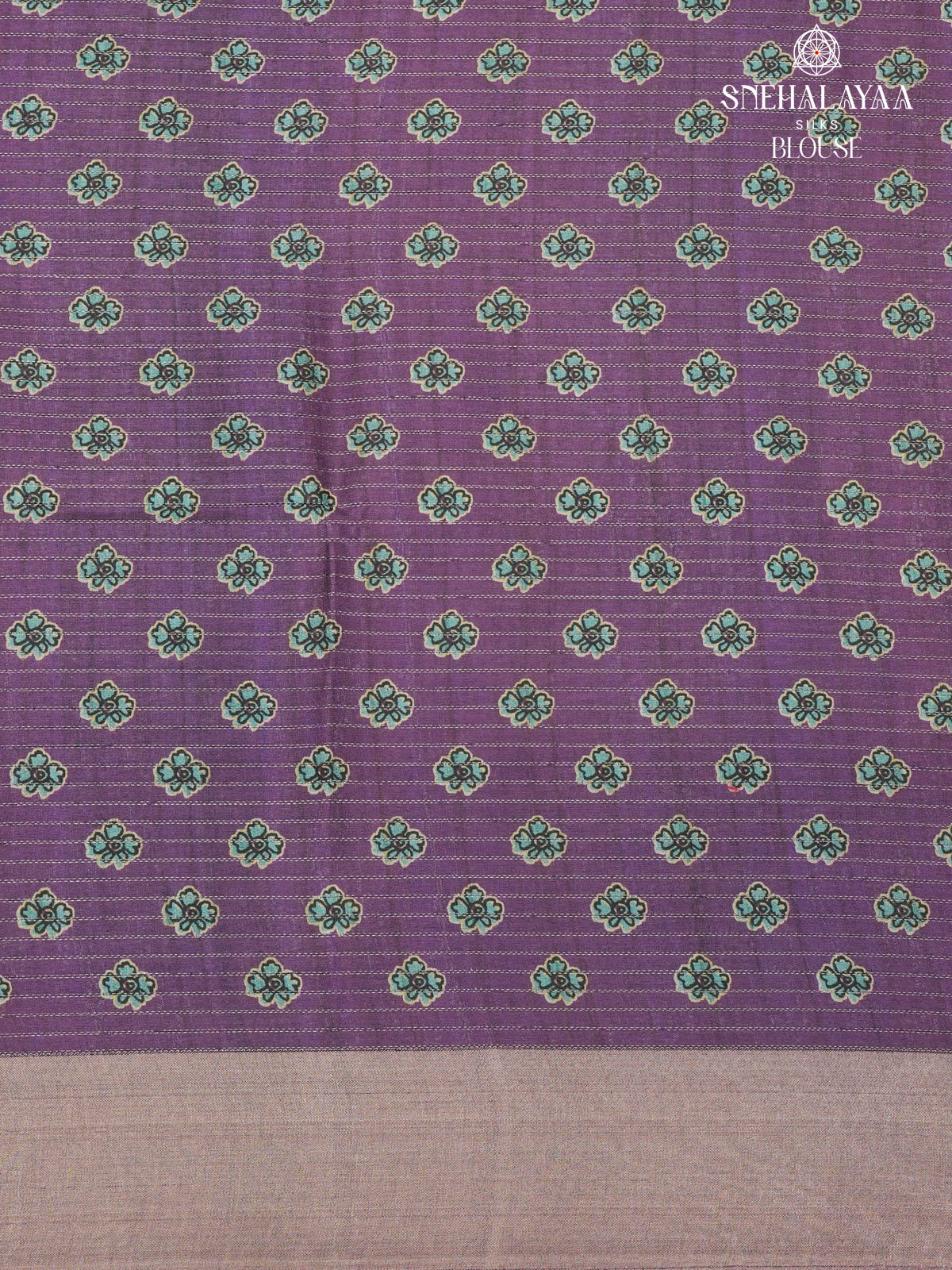 Beige Floral Printed Tussar Saree