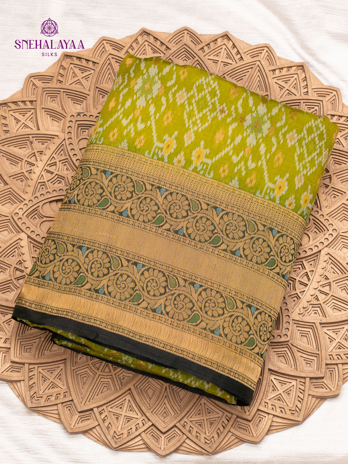 Green Ikat Silk Saree