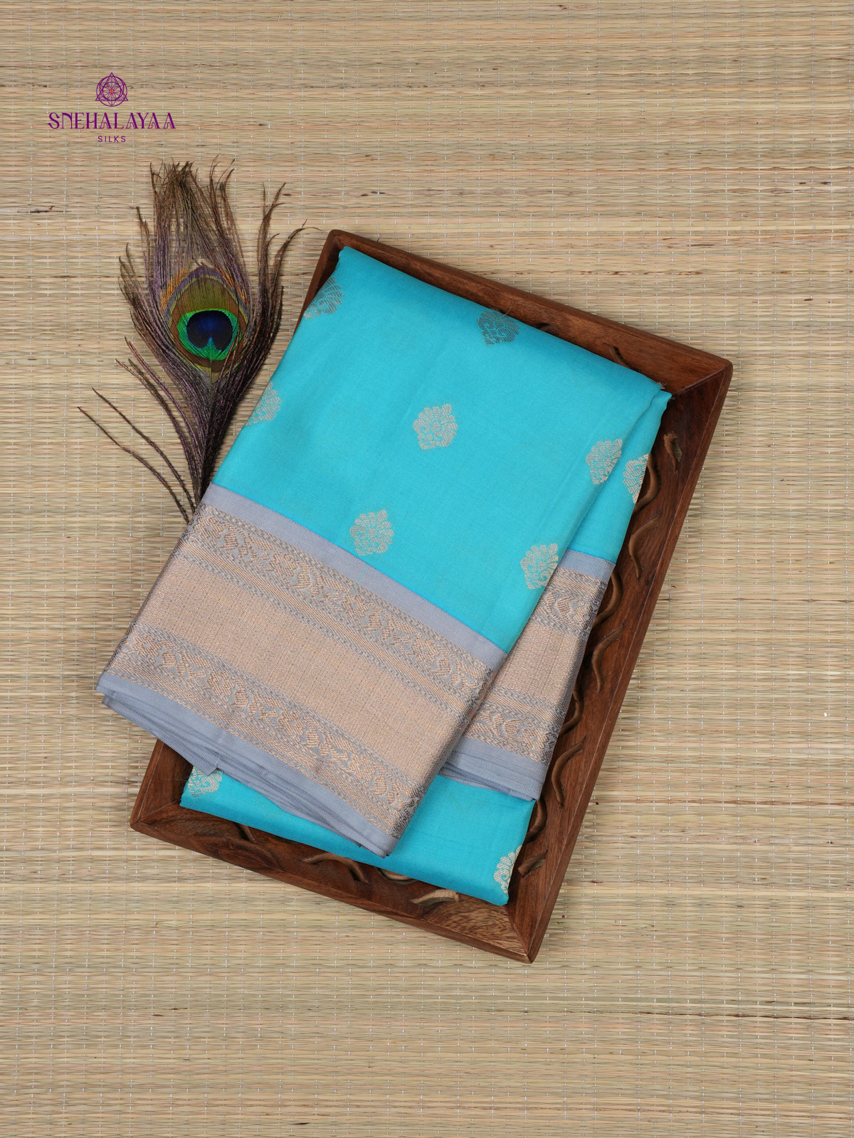 Ocean Blue Kanjivaram Silk Saree