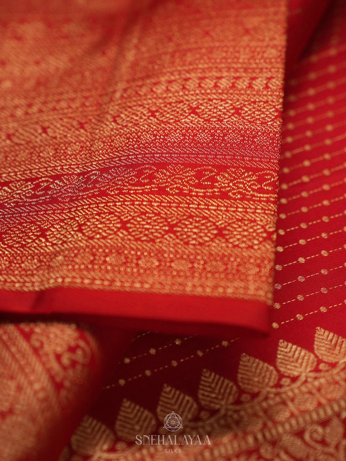 Tomato Red Kanjivaram Silk Saree