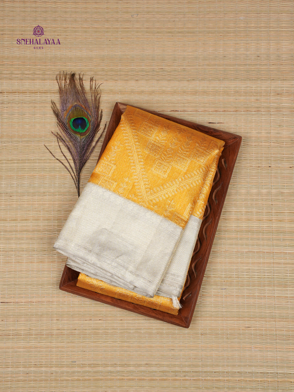 Mustard Gold Kanjivaram silk saree