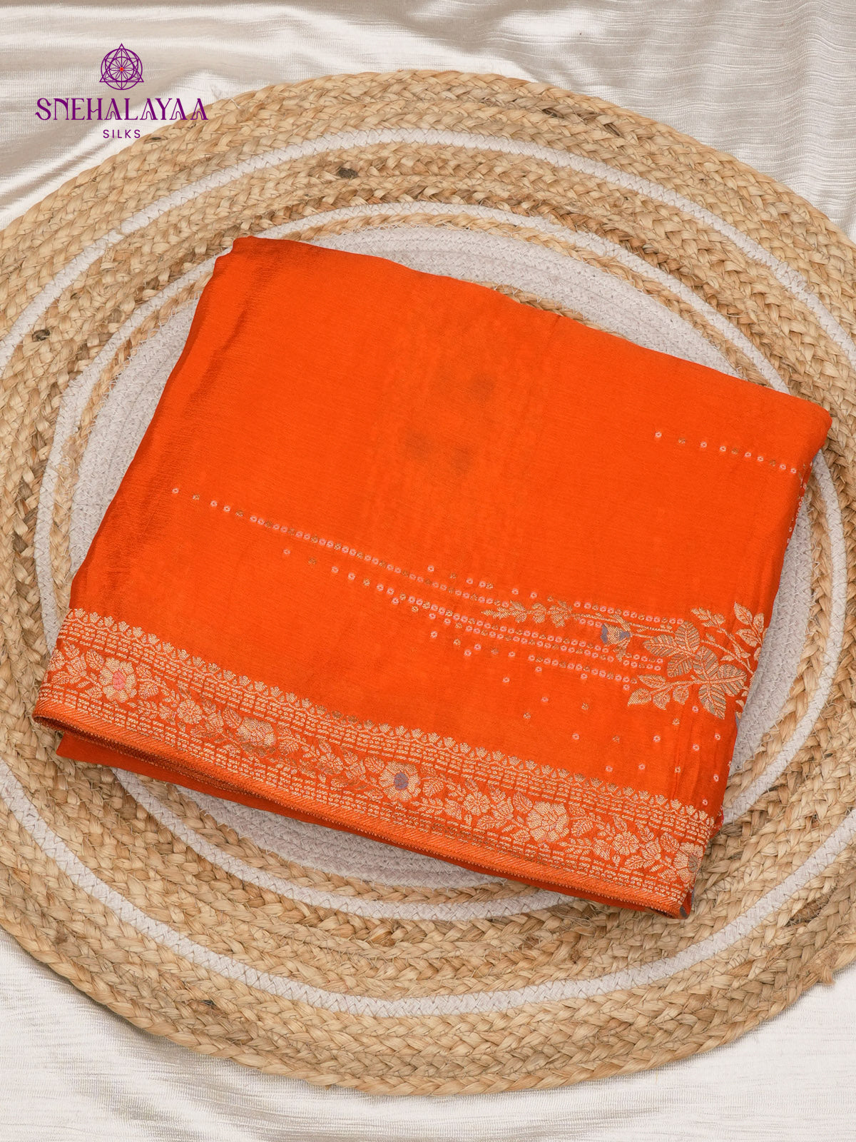 Orange Banaras Silk Saree