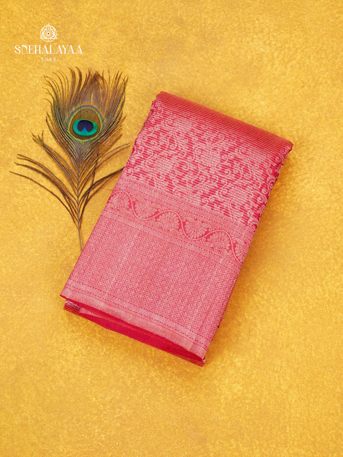 Rose Pink Pure Kanchipuram Silk Saree with Self Zari Weave