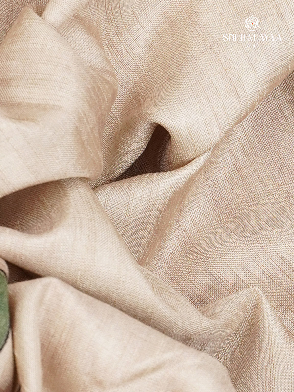 Beige With Orange Border Tussar Saree