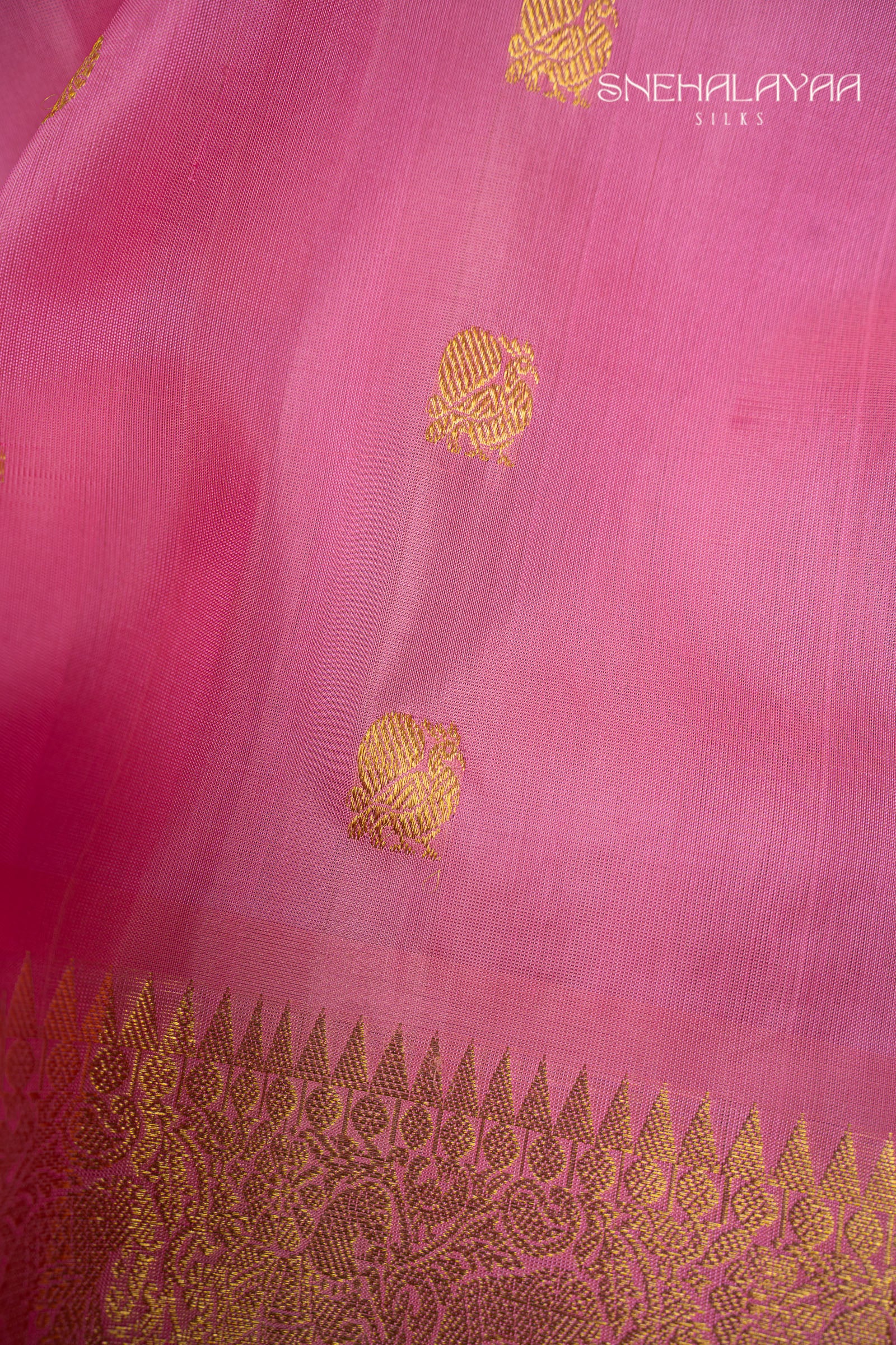 Bubblegum Pink Venkatagiri Silk Saree