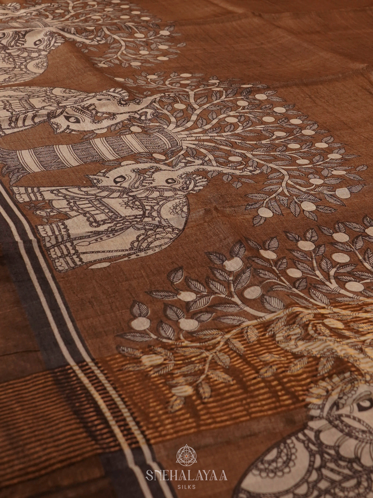 Brown Tussar Saree
