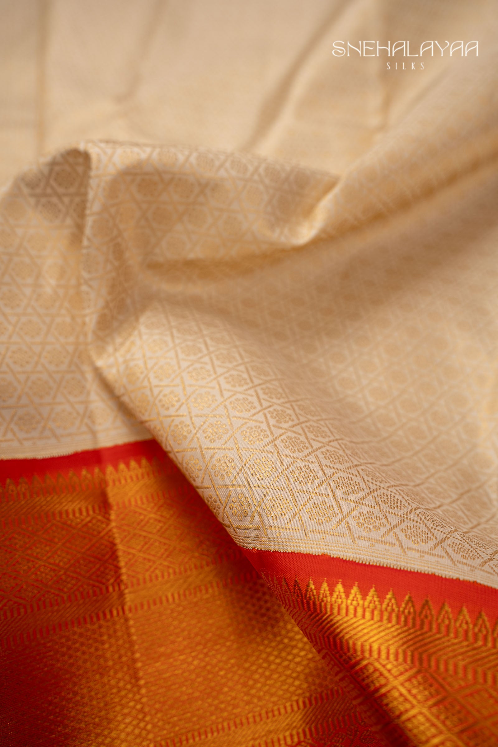 White Kancheevaram Silk Saree