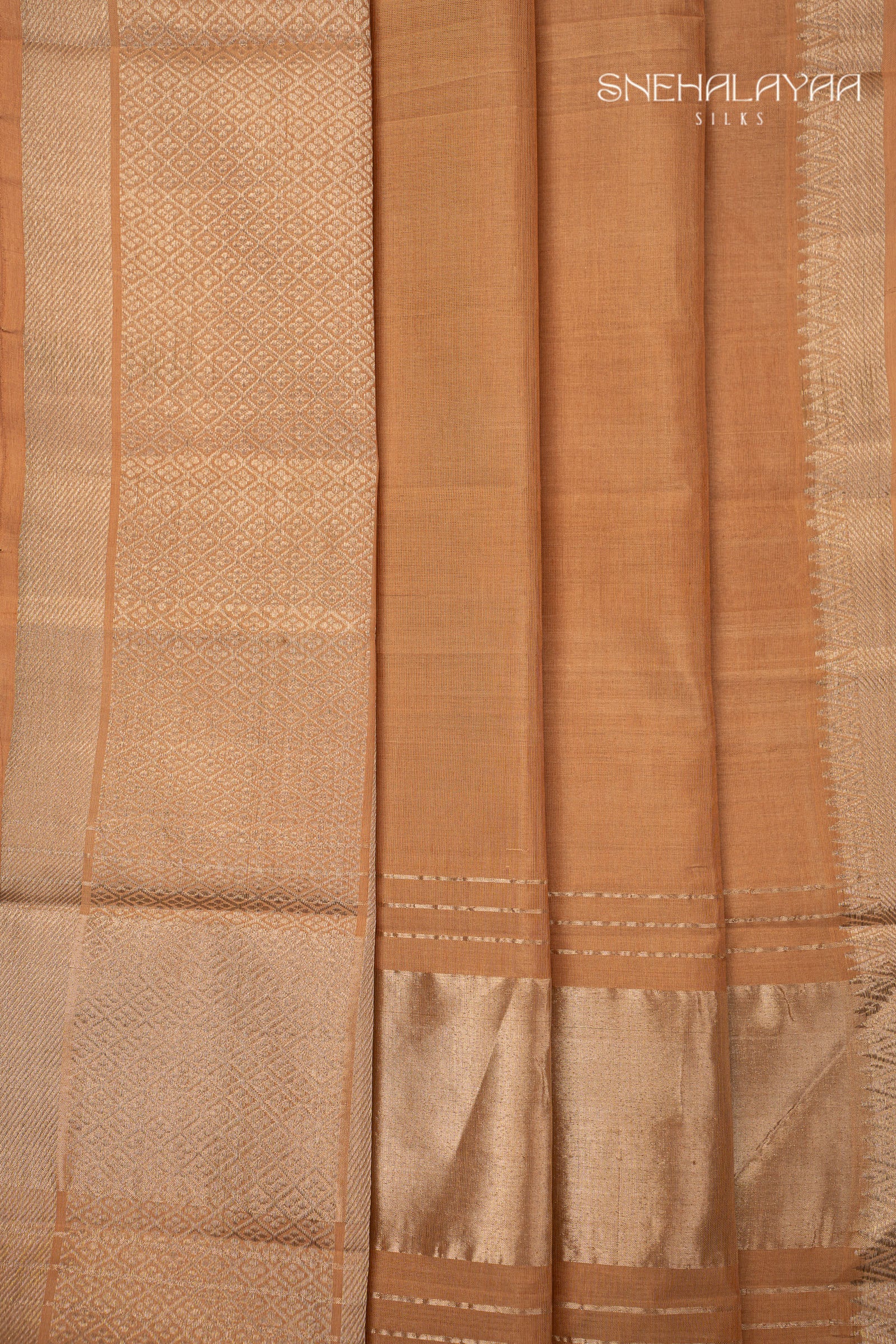 Tortilla Brown Mangalgiri Silk Saree