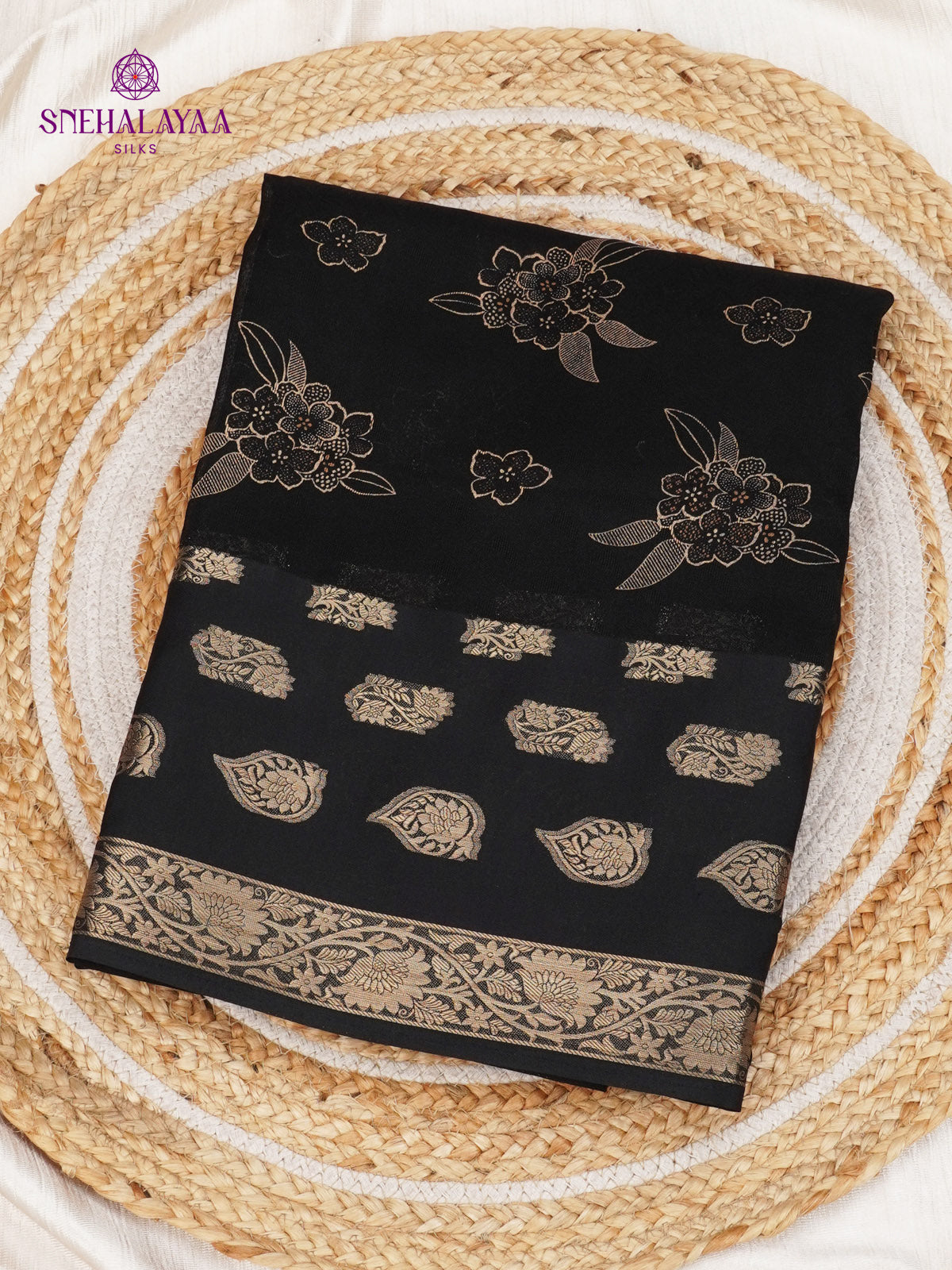 Black Printed Matka Saree