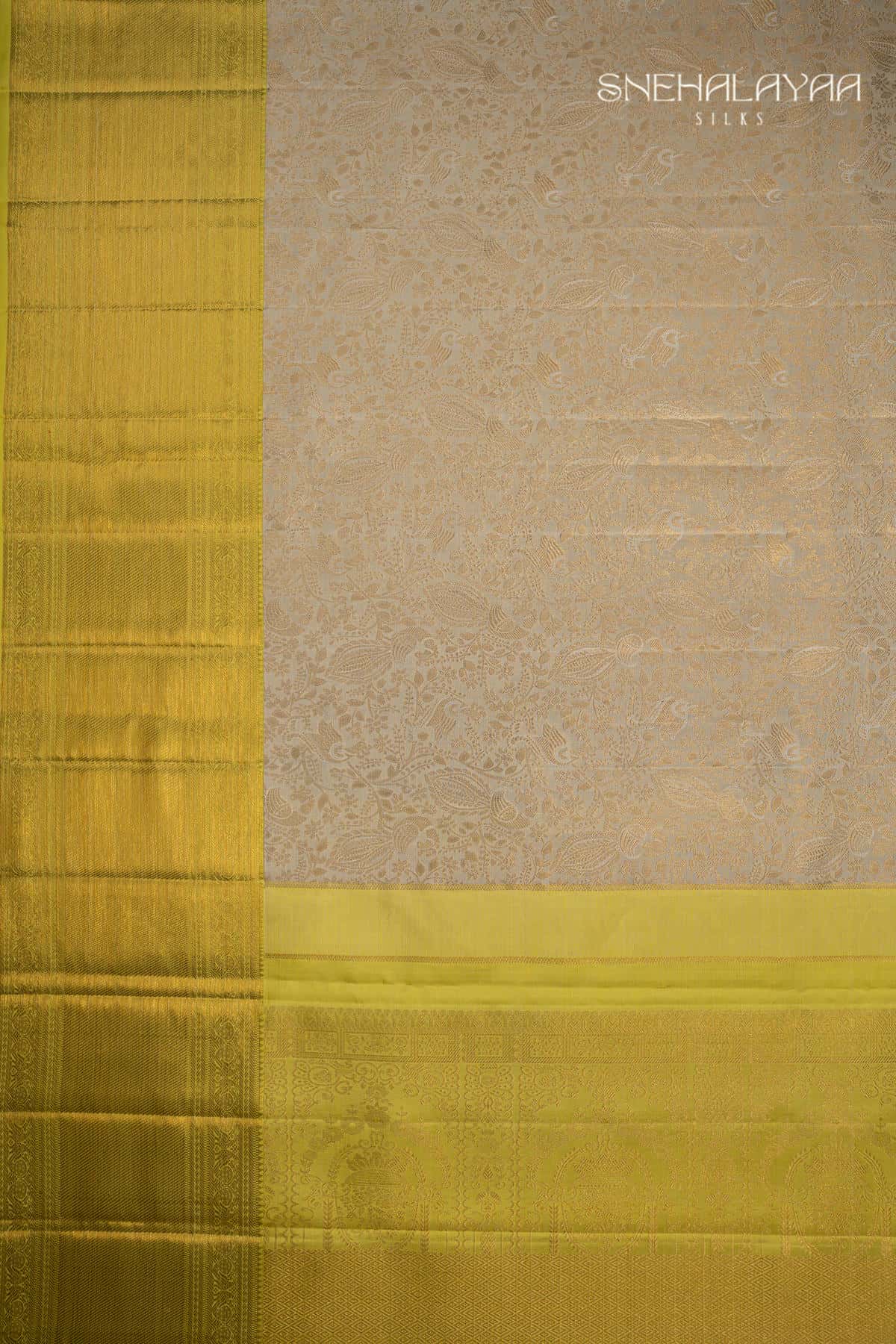 Beige Kancheevaram Bridal Silk Saree