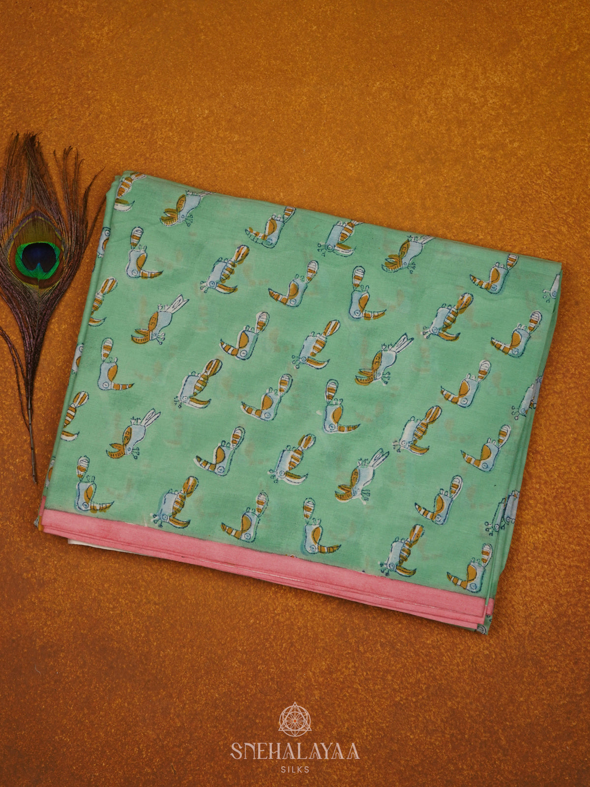 Mint Green Jaipur Cotton Saree