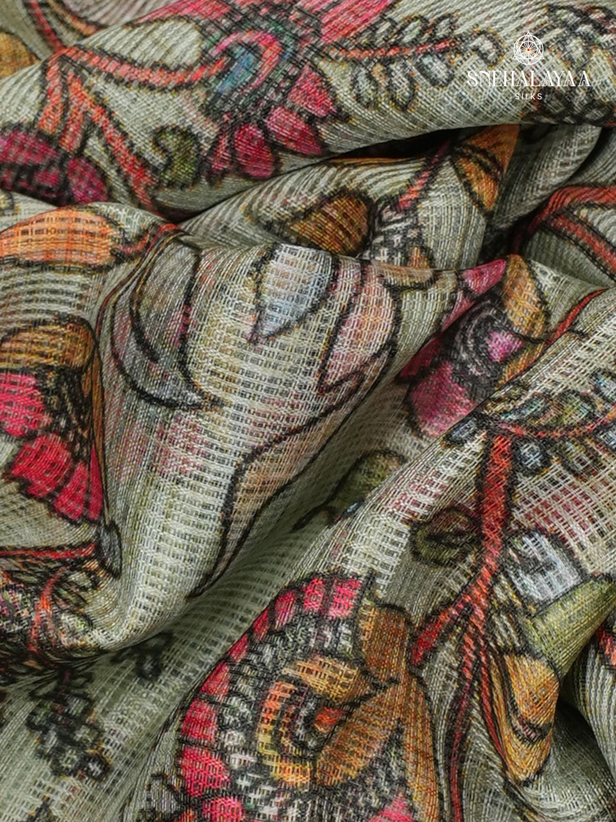 Pastel Green Printed Kota Saree