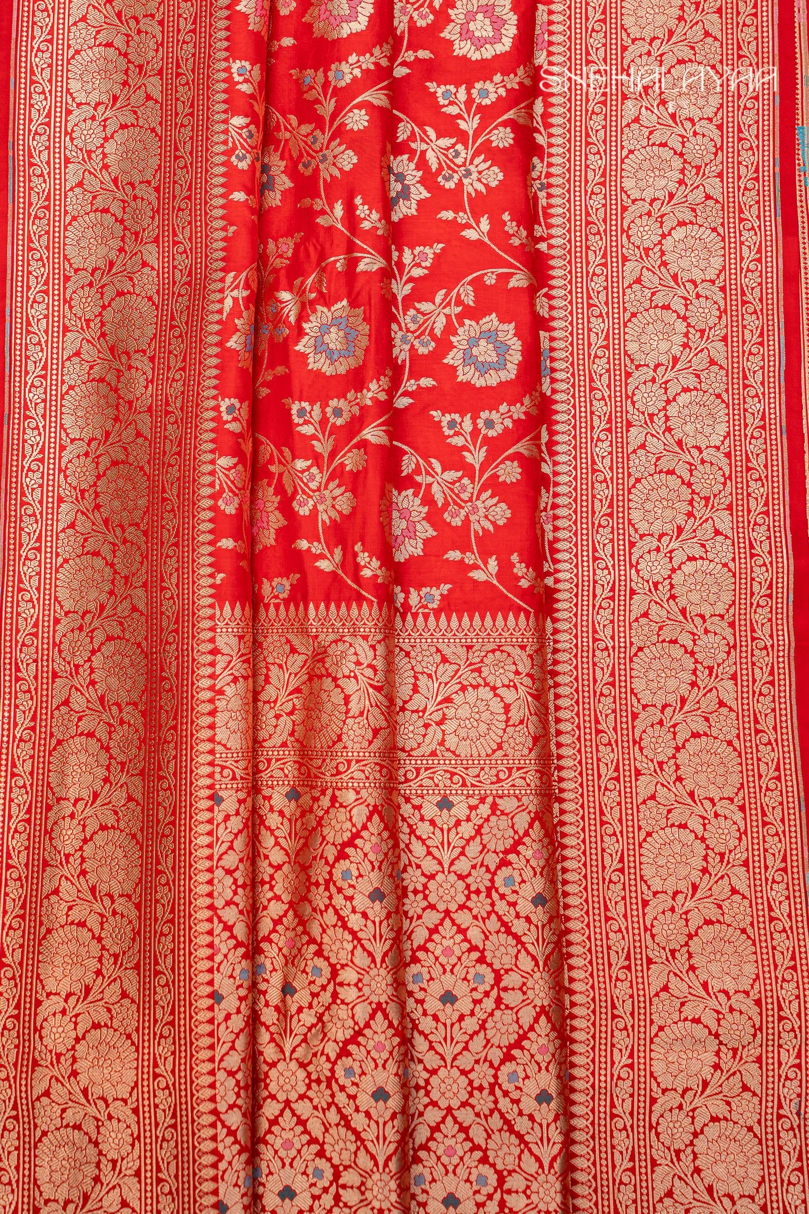 Scarlet Red Banaras Silk Saree