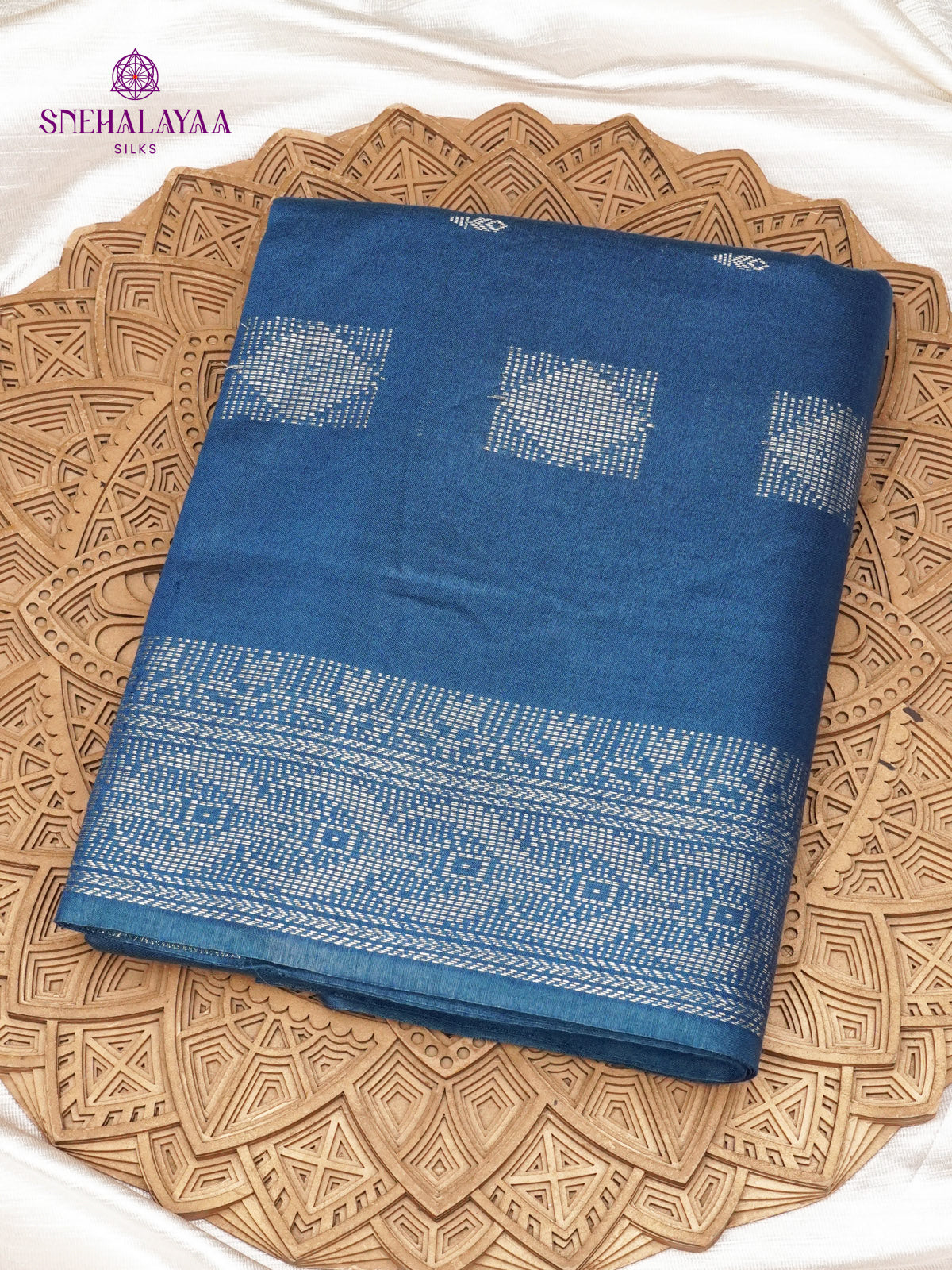 Navy Blue Bamboo Silk Saree