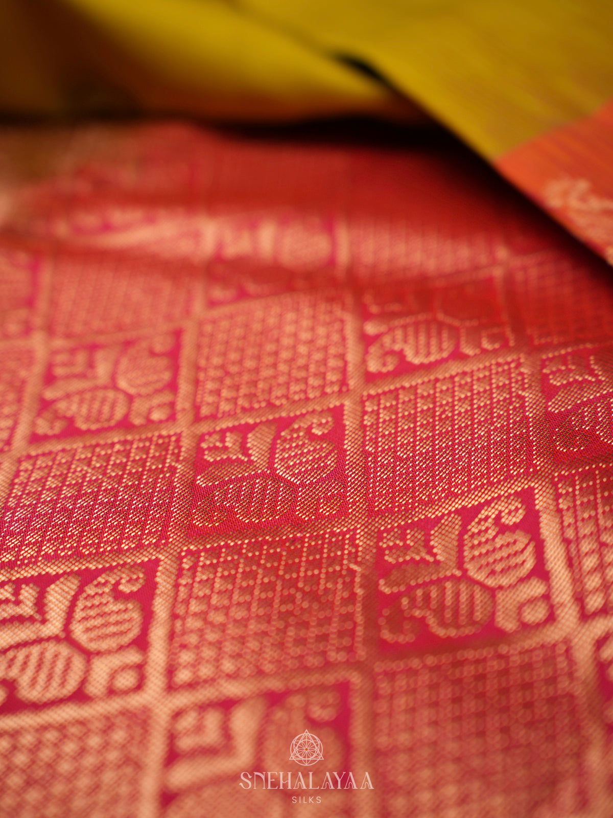 Lime Green Kanjivaram Silk Saree