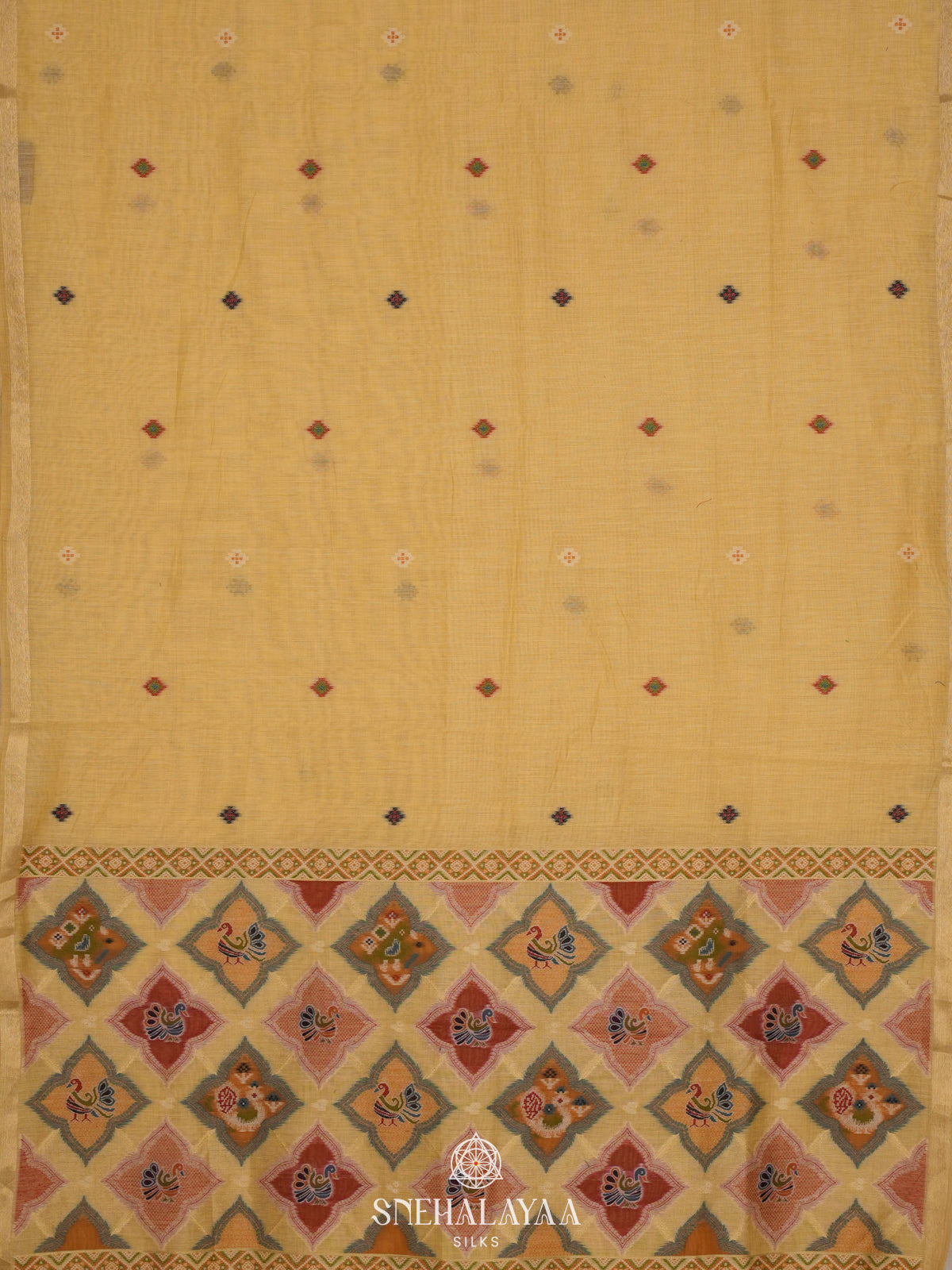 Yellow Munga Cotton Saree