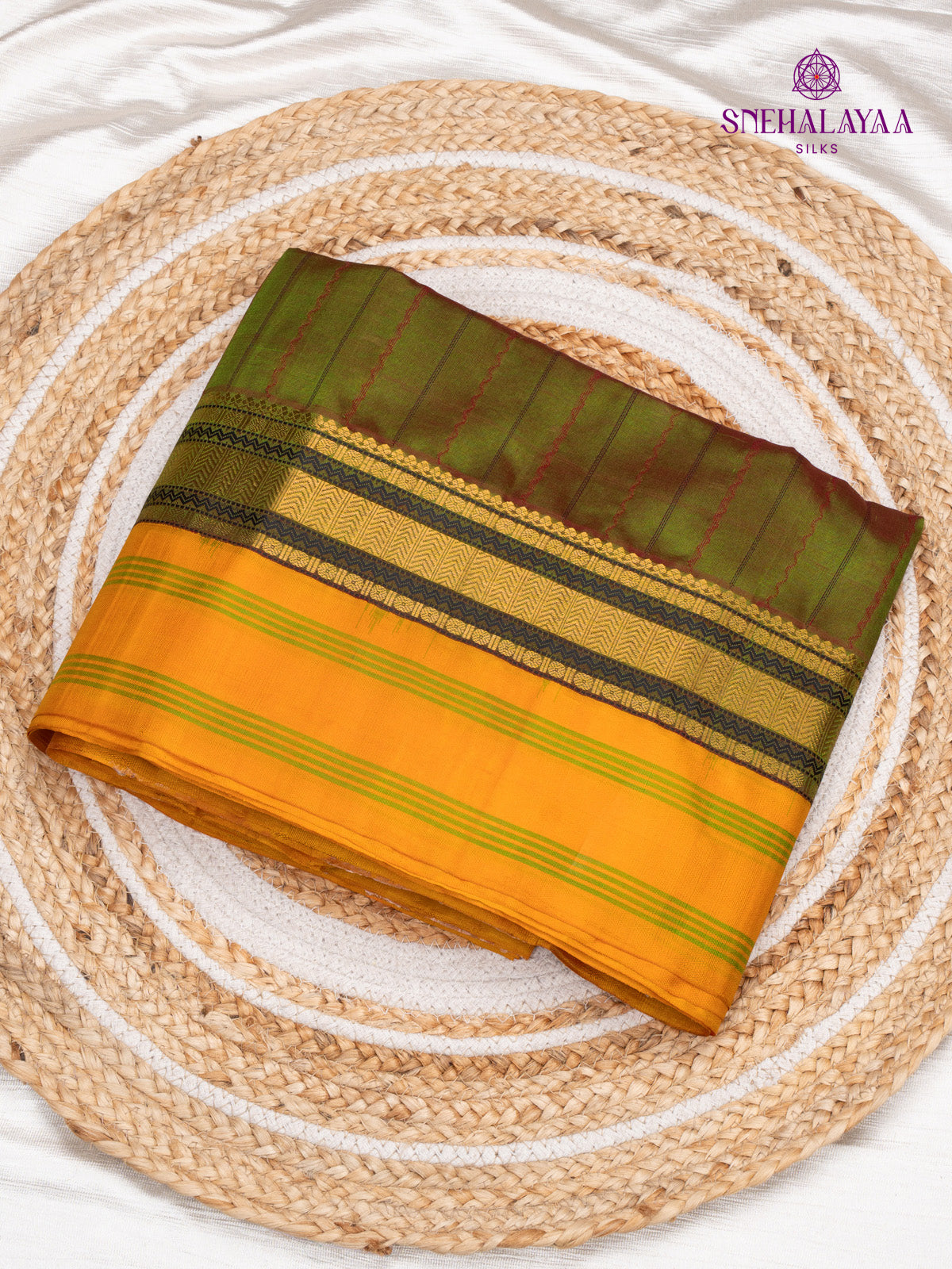 Olive Green Kanchi Silk Cotton Saree