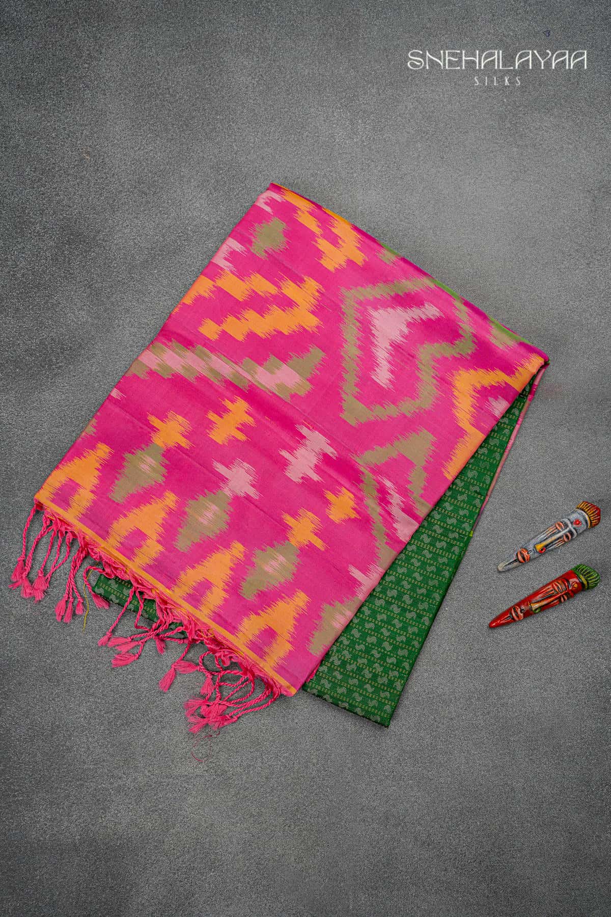 Green Ikkat Soft Silk Saree