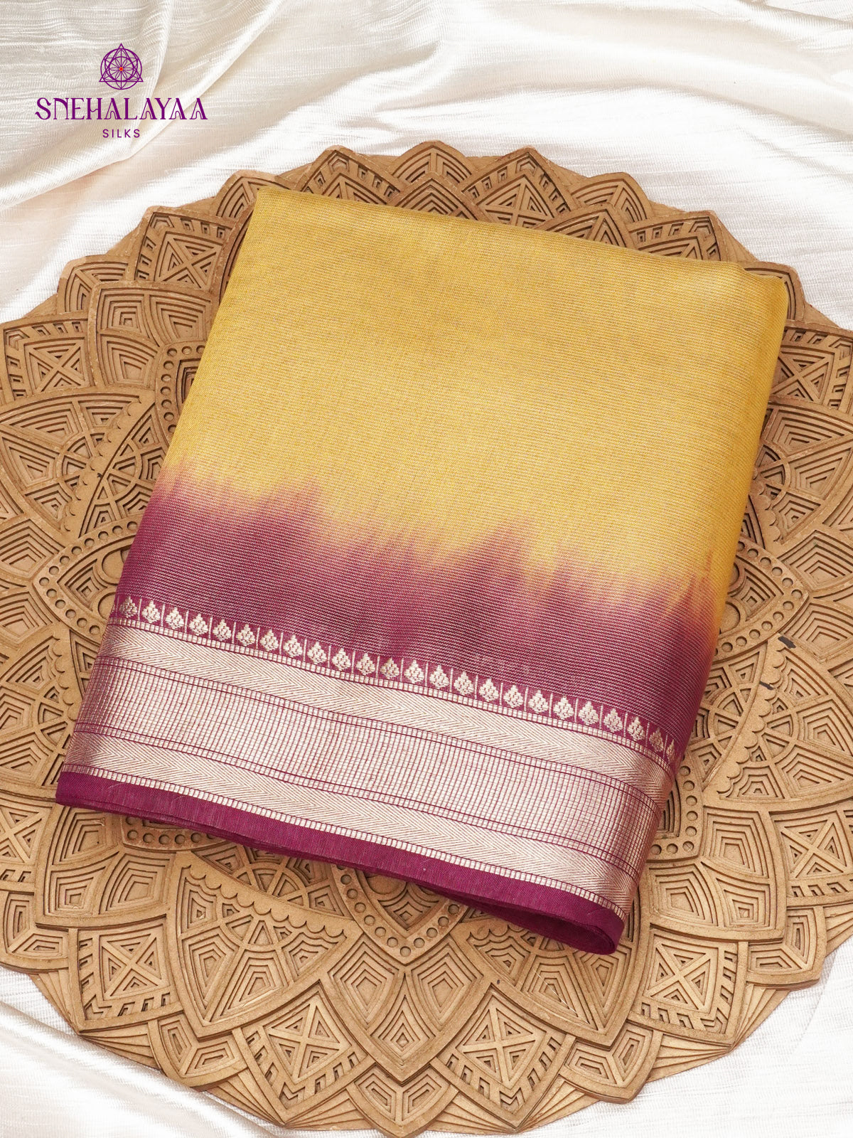 Yellow Bamboo Silk Saree