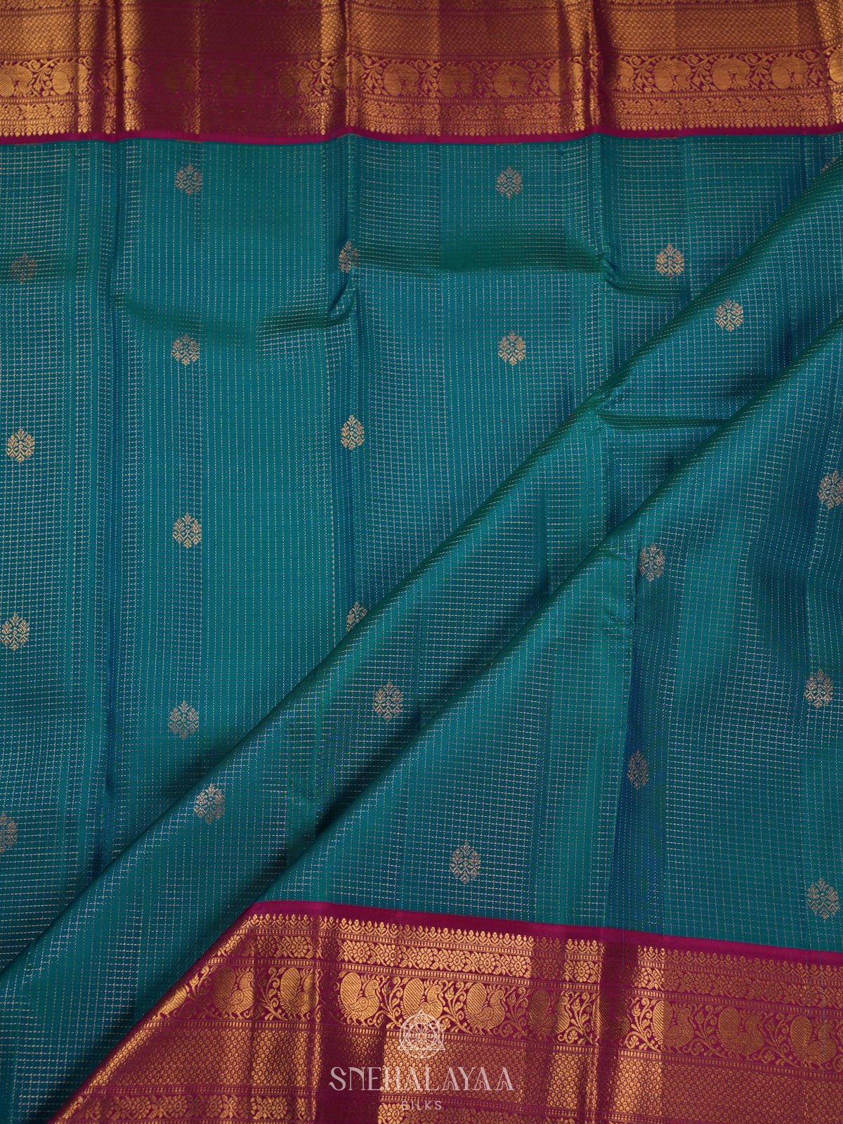 Peacock Blue Kanjivaram Silk Saree