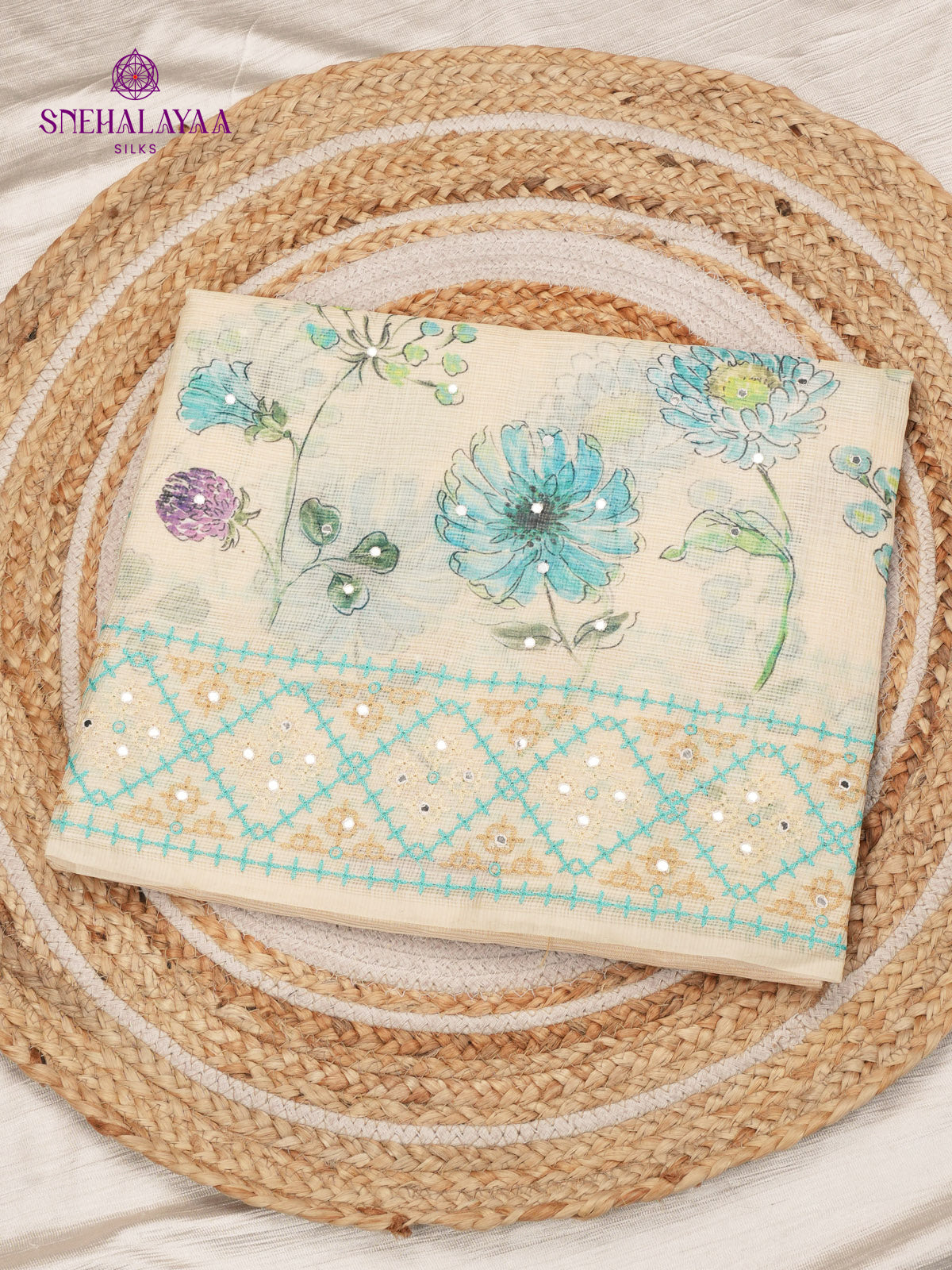 Sand Kota Embroidery Saree