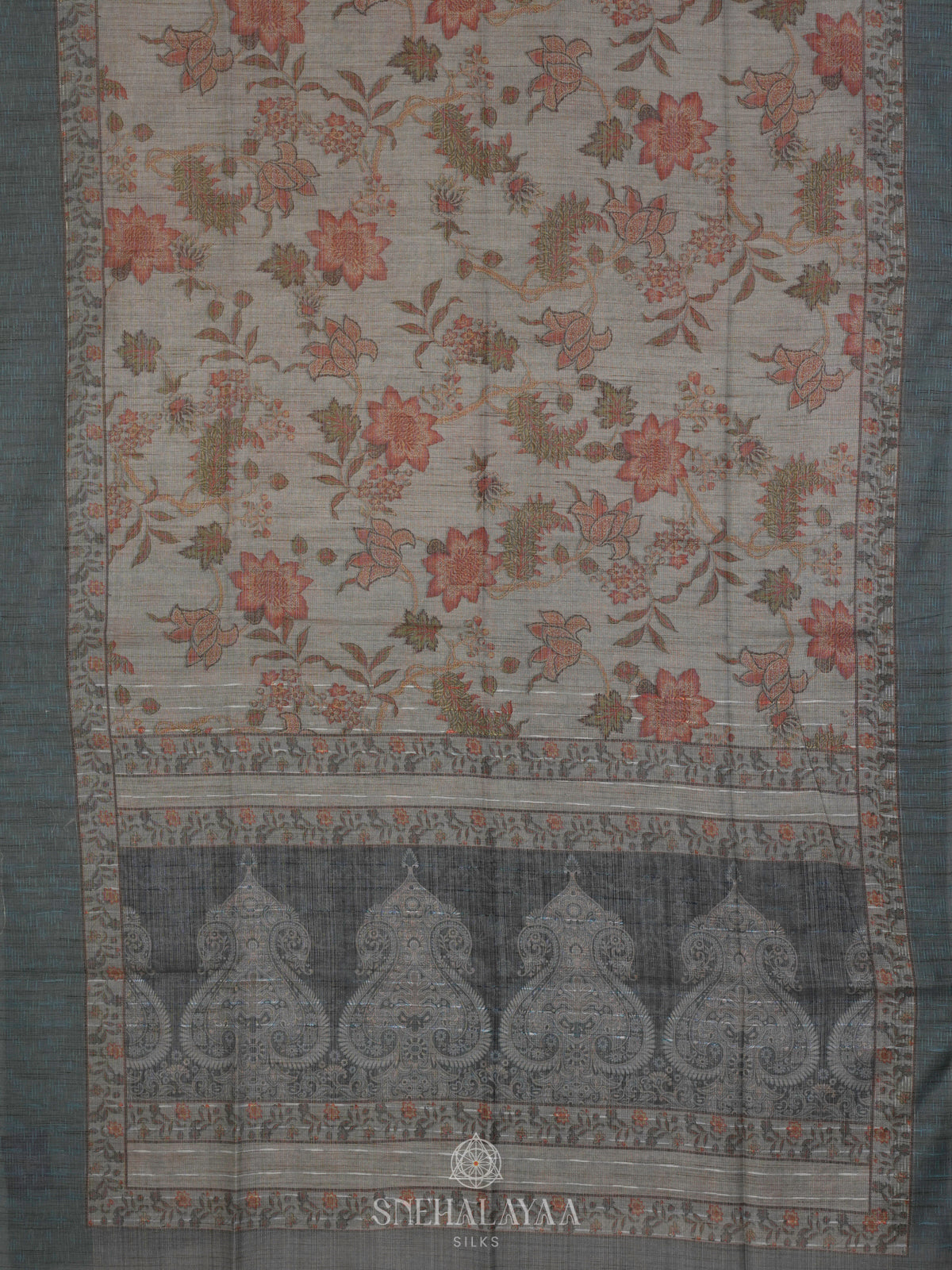 Blue Linen Tissue Saree