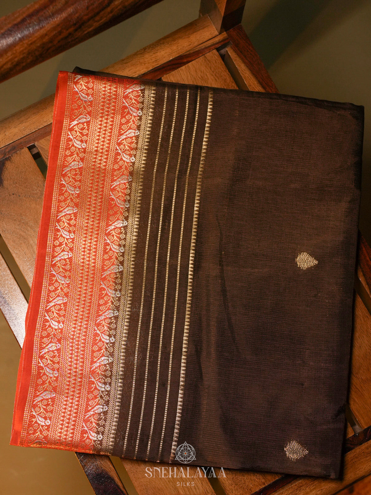 Brown Banaras Silk Saree