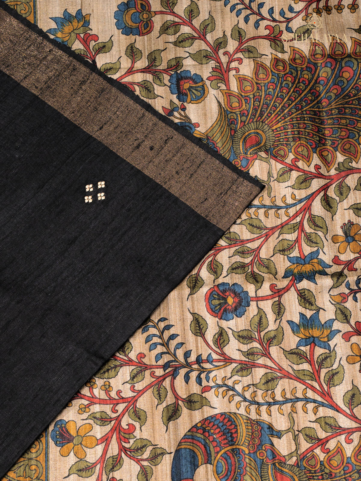 Black Tussar Saree